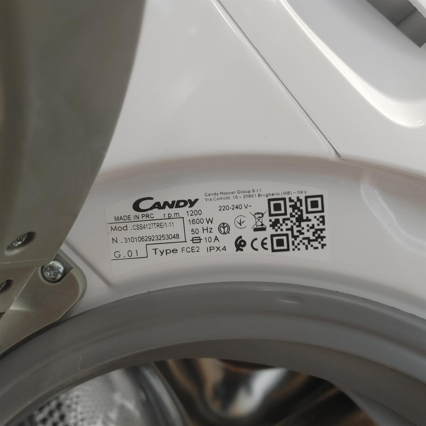 Candy Smart CSS4127TRE/1-11 lavatrice Caricamento frontale 7 kg 1200 Giri/min D Bianco