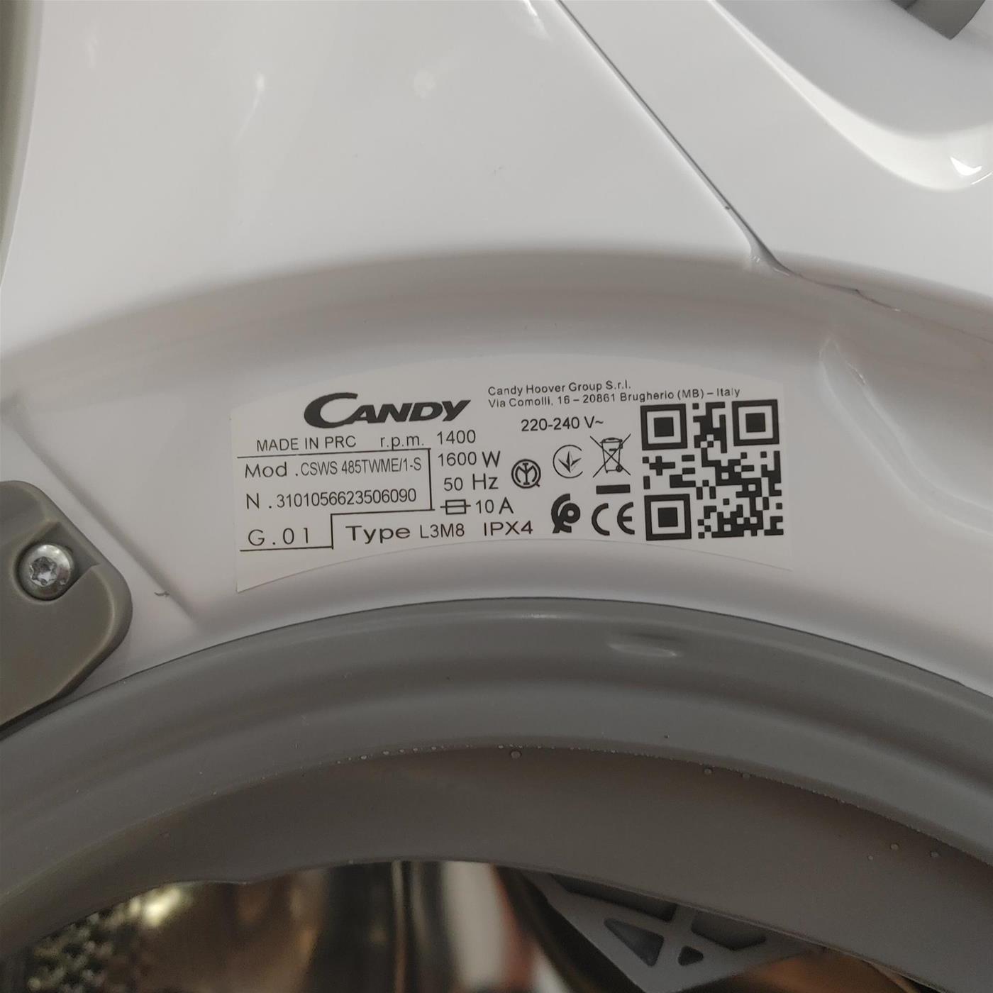 Candy Smart Inverter CSWS 485TWME/1-S lavasciuga Libera installazione Caricamento frontale Bianco D