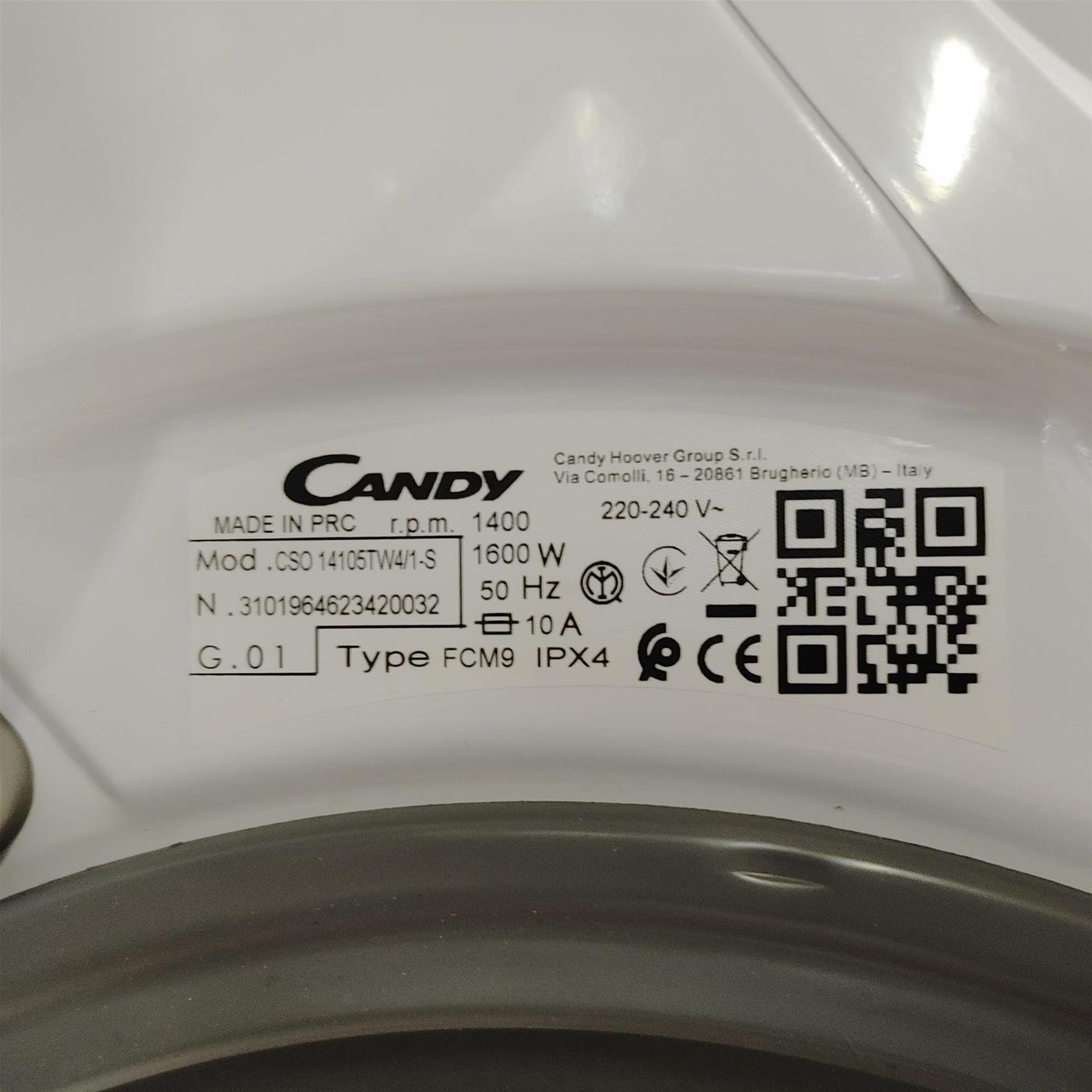 Candy Smart Pro CSO 14105TW4/1-S lavatrice Caricamento frontale 10 kg 1400 Giri/min Bianco