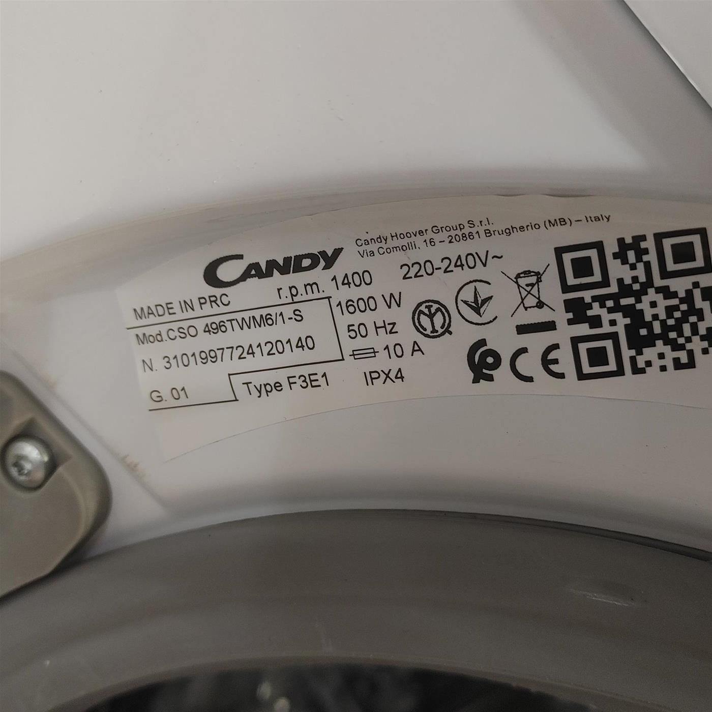 Candy Smart Pro Inverter CSO 496TWM6/1-S lavatrice Caricamento frontale 9 kg 1400 Giri/min Bianco