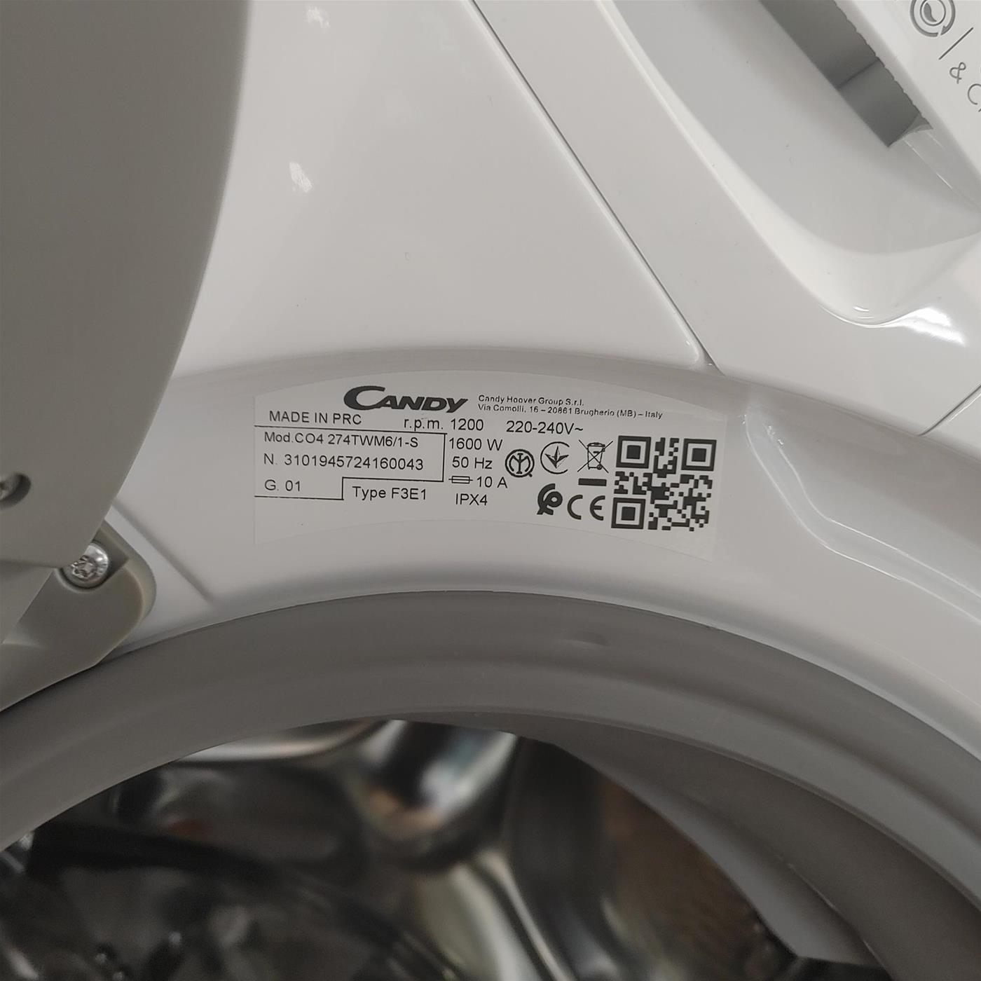 Candy Smart Pro Inverter , Lavatrice Slim 7kg, Classe A-10%, 1200 giri, Bianco, CO4 274TWM6/1-S