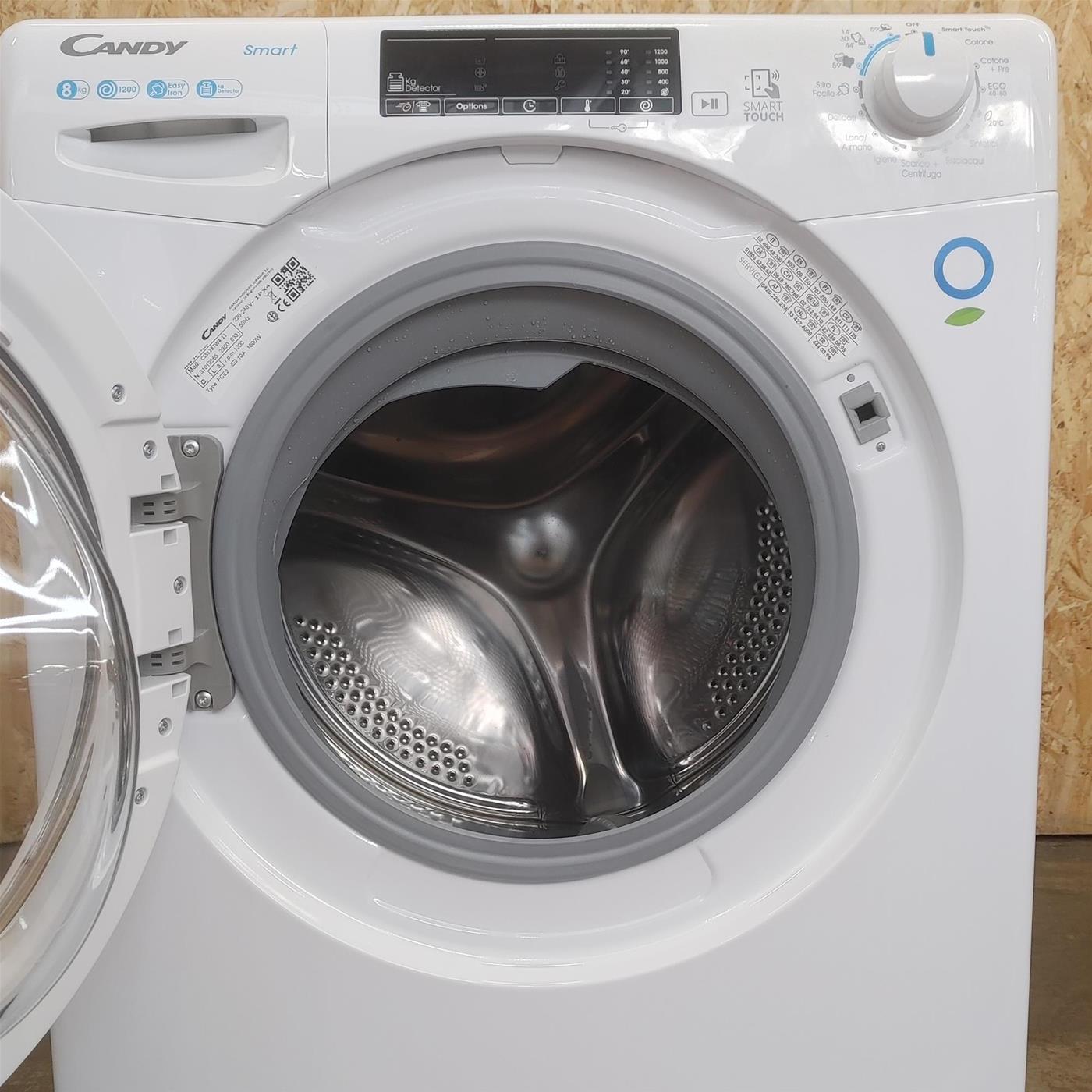 Lavatrice Candy Smart CSS128TW4-11 Caricamento frontale 8 kg 1200 Giri/min Bianco