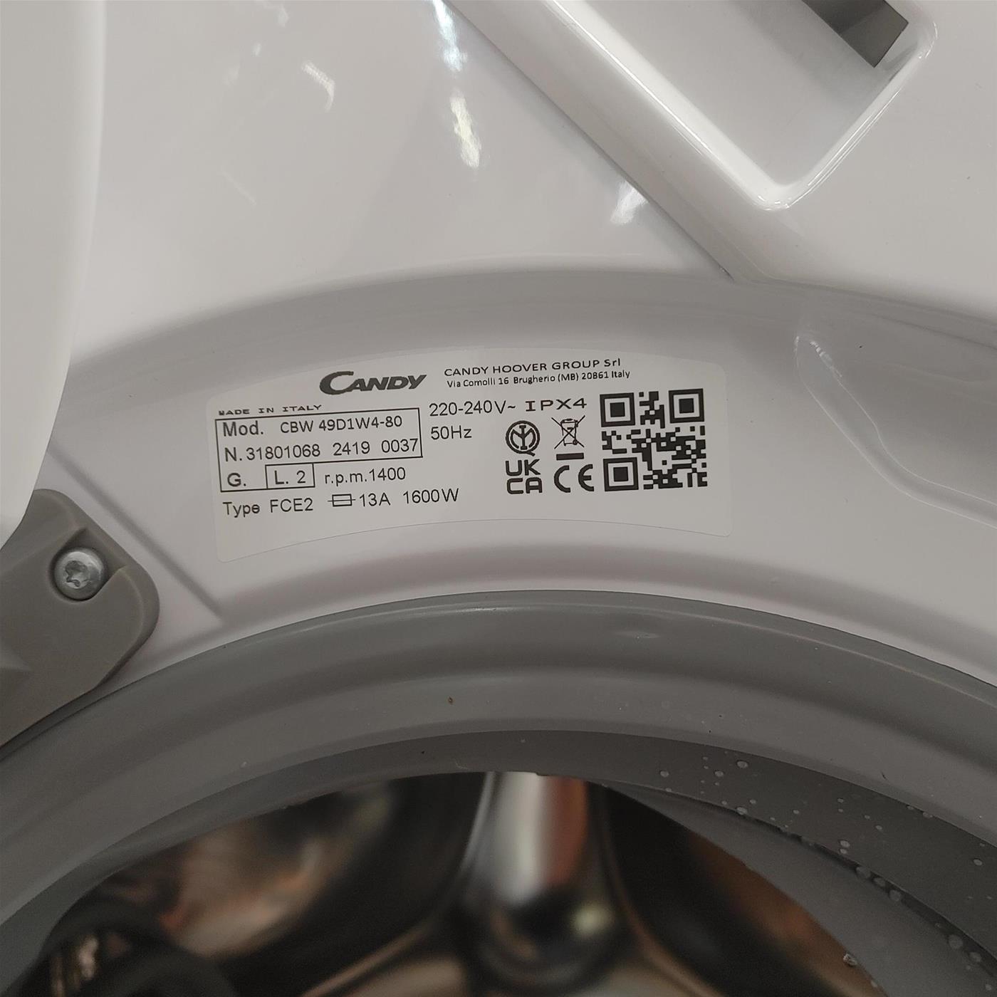 Lavatrice Candy Smart CBW 49D1W4-80 Carica frontale 9 kg 1400 giri Bianco