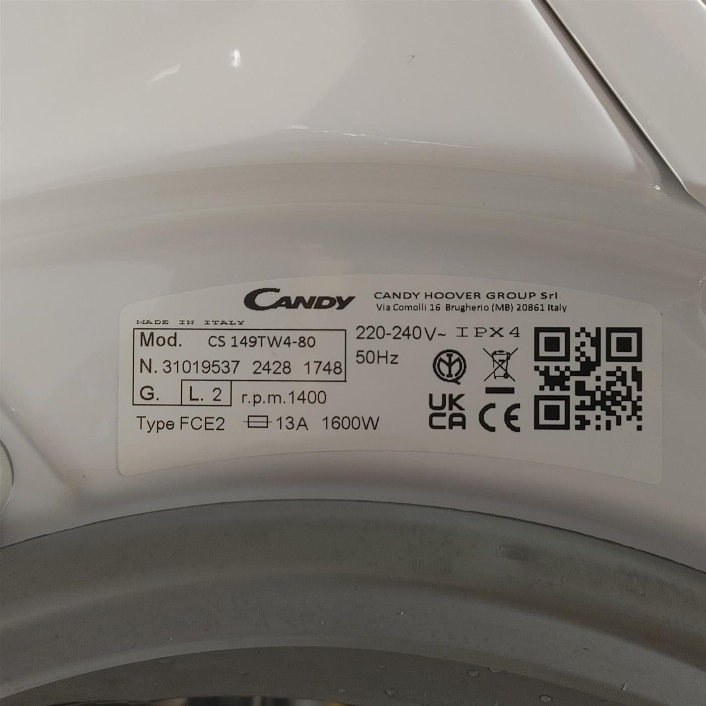 Lavatrice Candy CS 149TW4-80 Carica frontale 9 Kg, 1400 giri