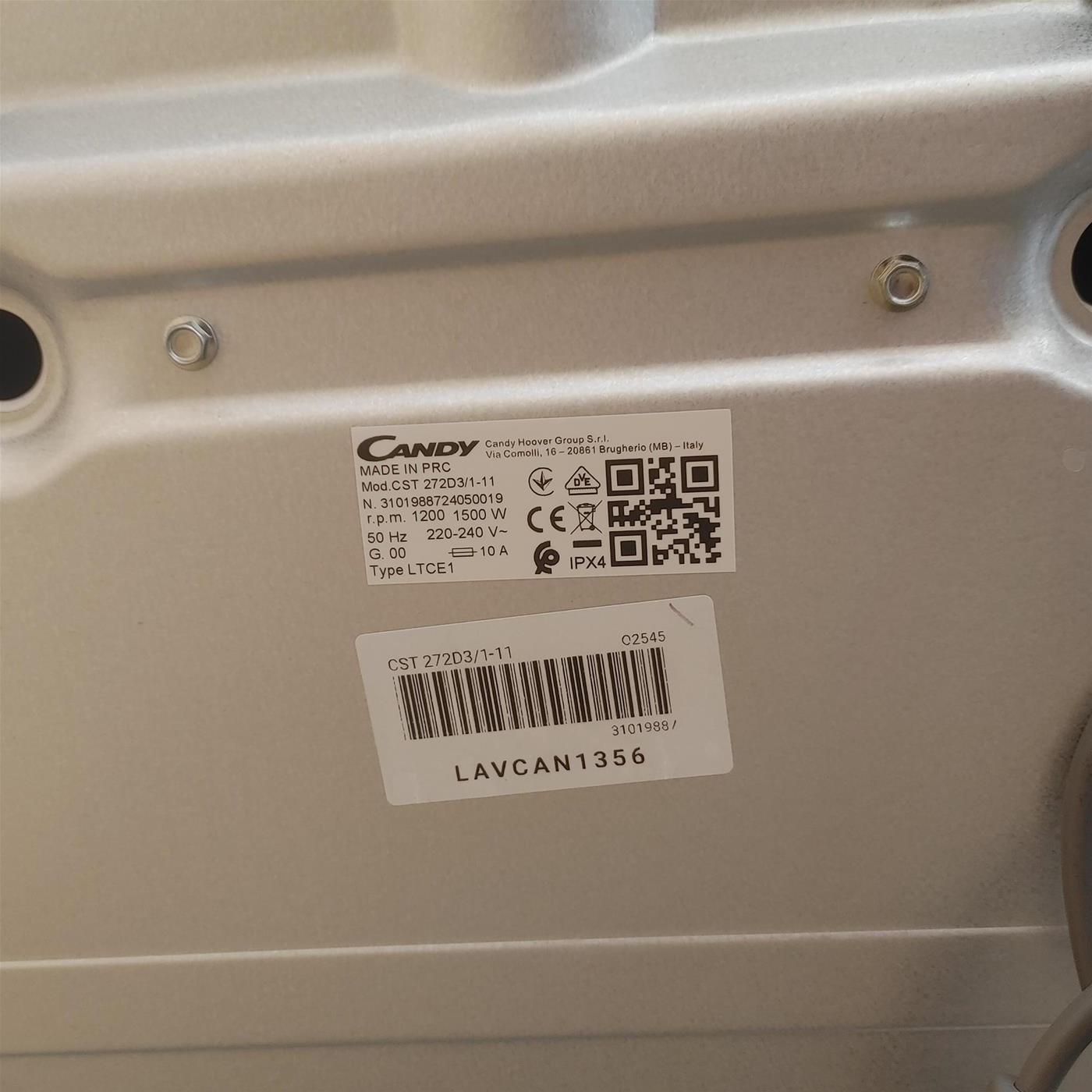 Candy CST 272D3/1-11 - Lavatrice 7kg, Tipo Carica dall'alto, 1200 giri/min, Bianco, Classe energetica C