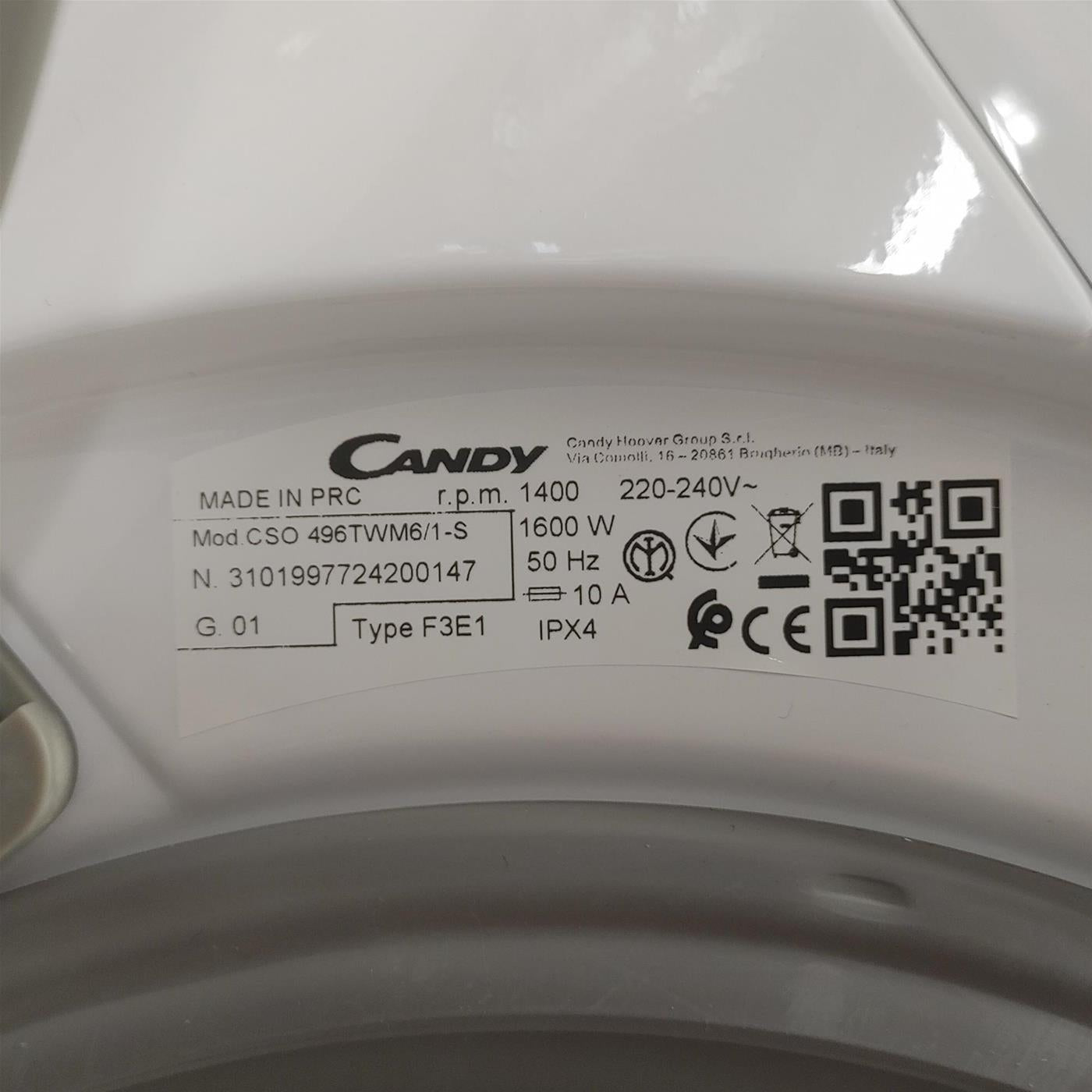 Candy Smart Pro Inverter CSO 496TWM6/1-S lavatrice Caricamento frontale 9 kg 1400 Giri/min Bianco