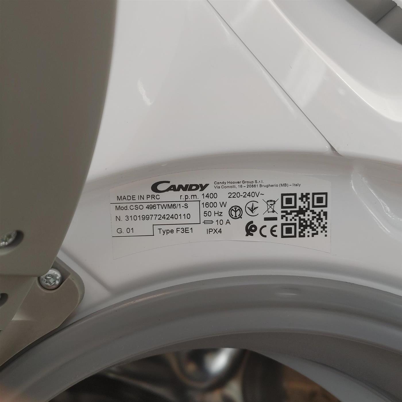 Candy Smart Pro Inverter CSO 496TWM6/1-S lavatrice Caricamento frontale 9 kg 1400 Giri/min Bianco