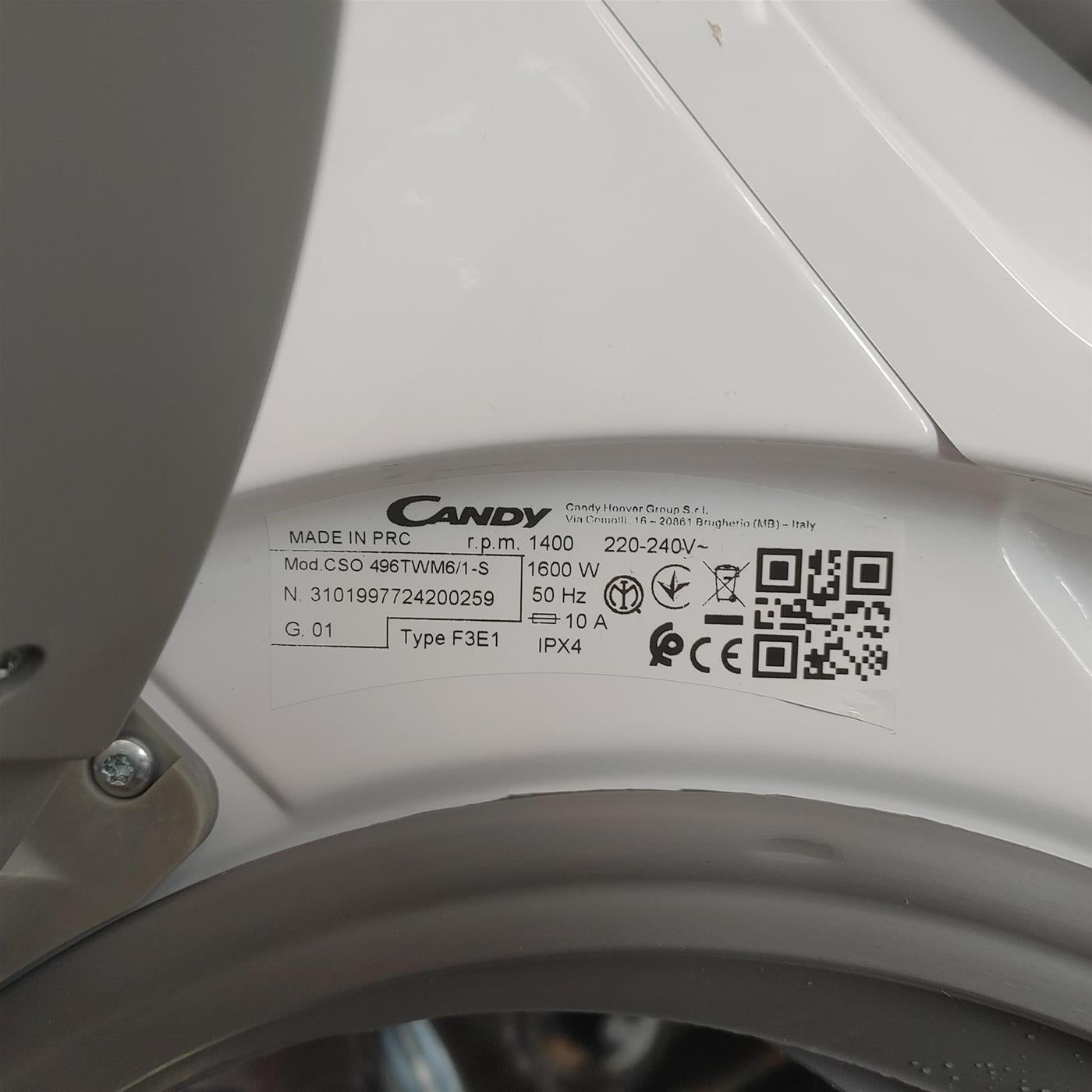 Candy Smart Pro Inverter CSO 496TWM6/1-S lavatrice Caricamento frontale 9 kg 1400 Giri/min Bianco