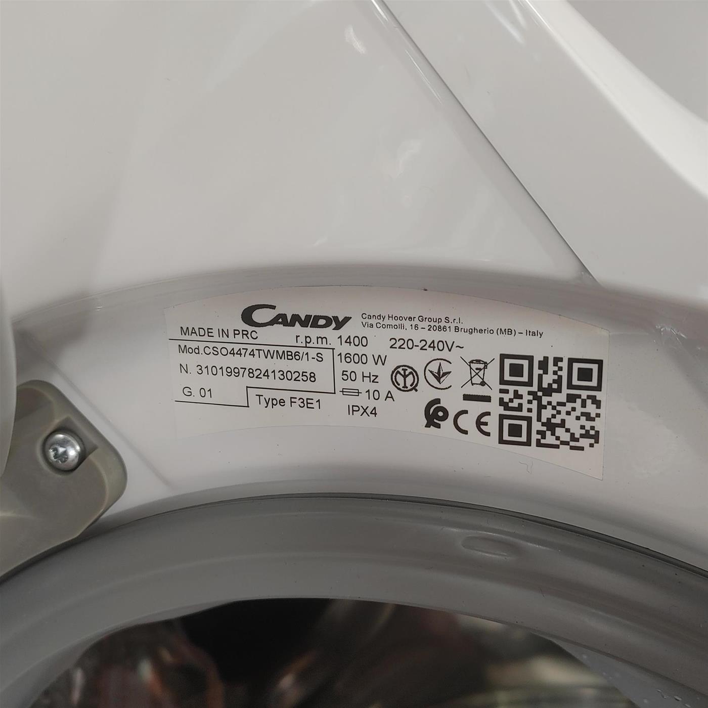 Candy Smart Pro Inverter CSO4474TWMB6/1-S lavatrice Caricamento frontale 7 kg 1400 Giri/min Bianco