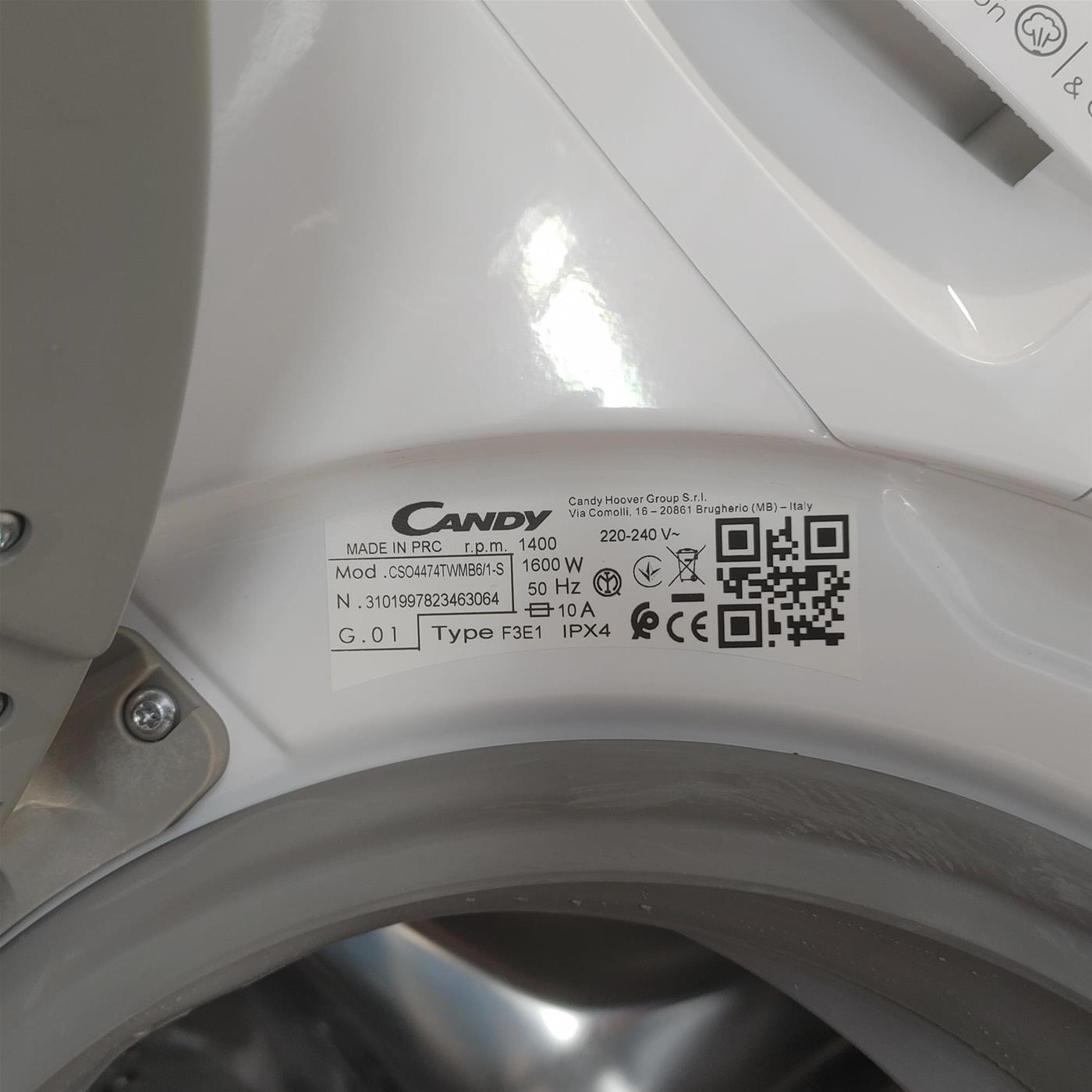 Candy Smart Pro Inverter CSO4474TWMB6/1-S lavatrice Caricamento frontale 7 kg 1400 Giri/min Bianco