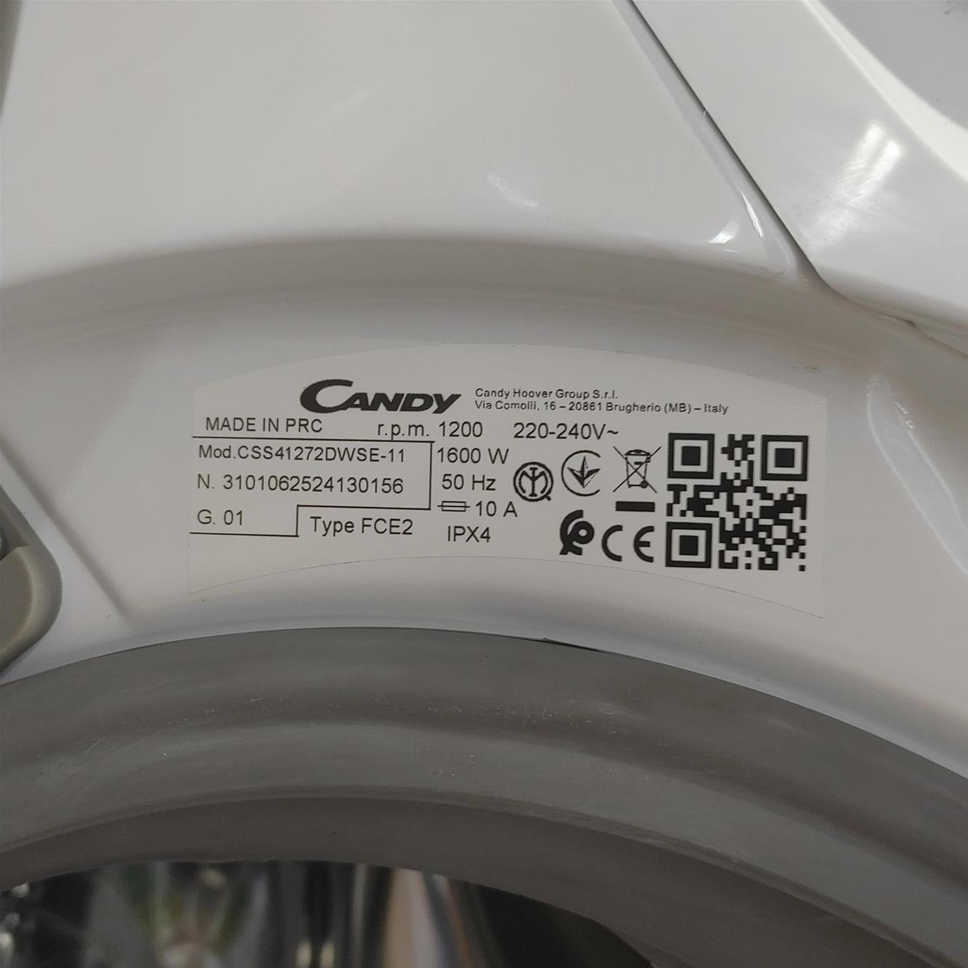 Candy Smart CSS41272DWSE-11 lavatrice Caricamento frontale 7 kg 1200 Giri/min Bianco