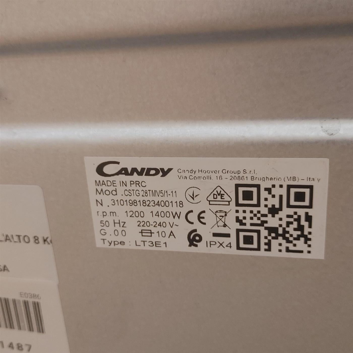 Lavatrice Candy Smart inverter CSTG287MV5/1-11	 8 Kg