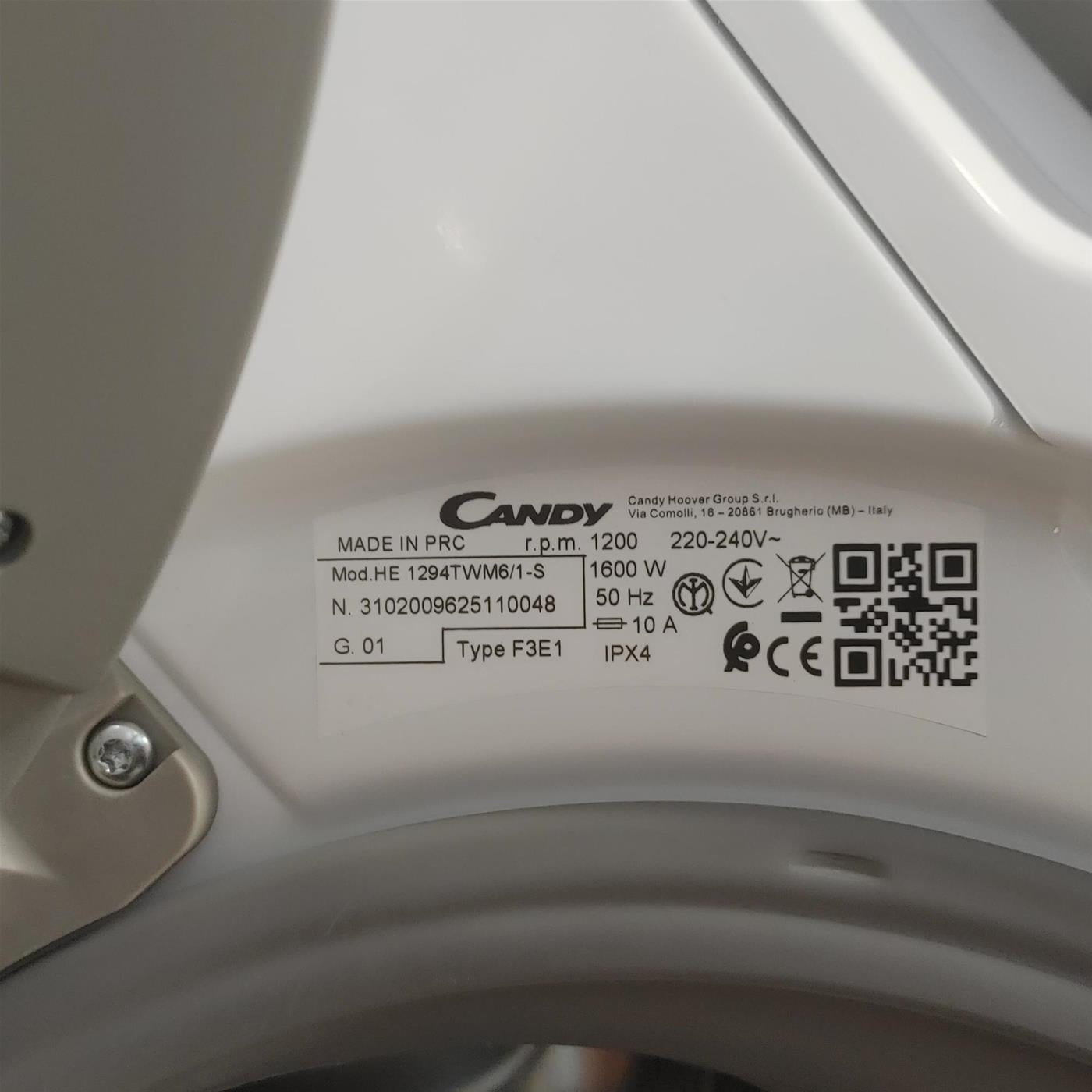 Lavatrice Candy Ultra Hygiene HE 1294TWM6/1-S Classe A 9 Kg