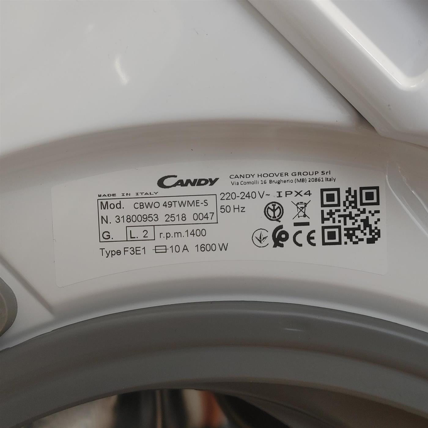 Lavatrice Candy Smart Inverter CBWO 49TWME-S Classe A 9 Kg