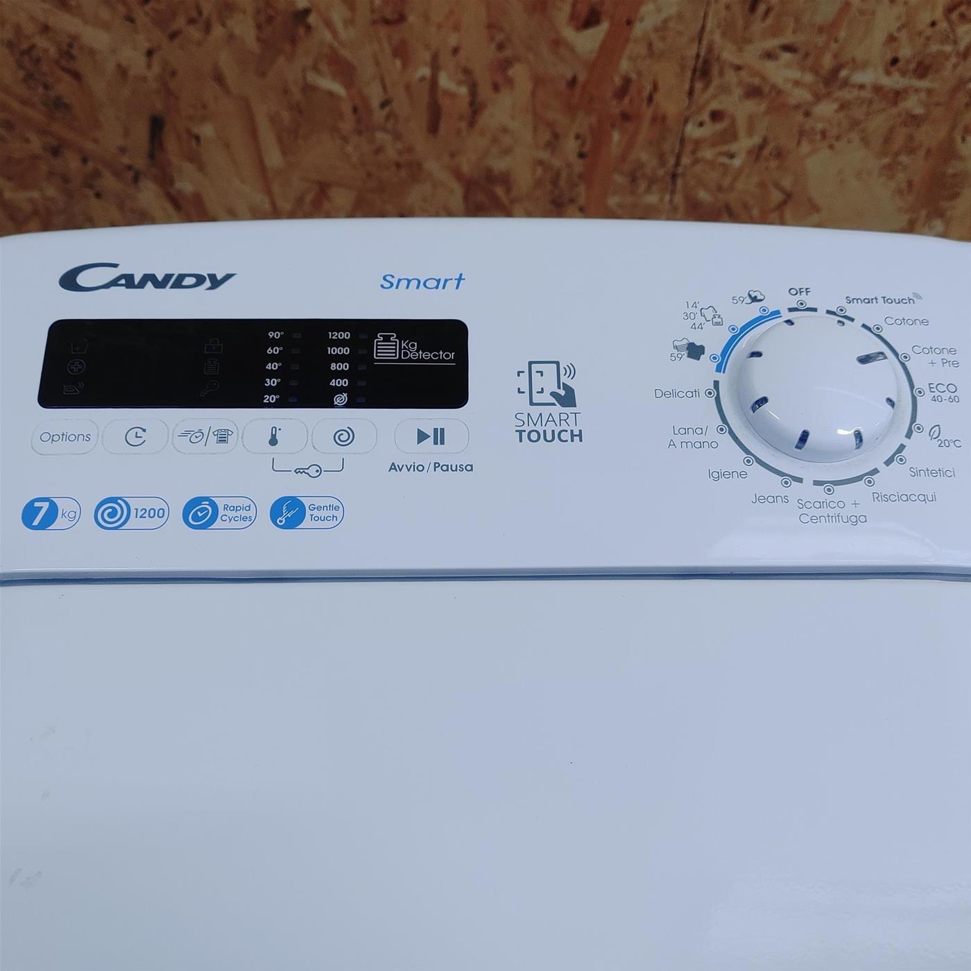 Candy Smart CSTG 272DE/1-11 lavatrice Caricamento dall'alto 7 kg 1200 Giri/min F Bianco
