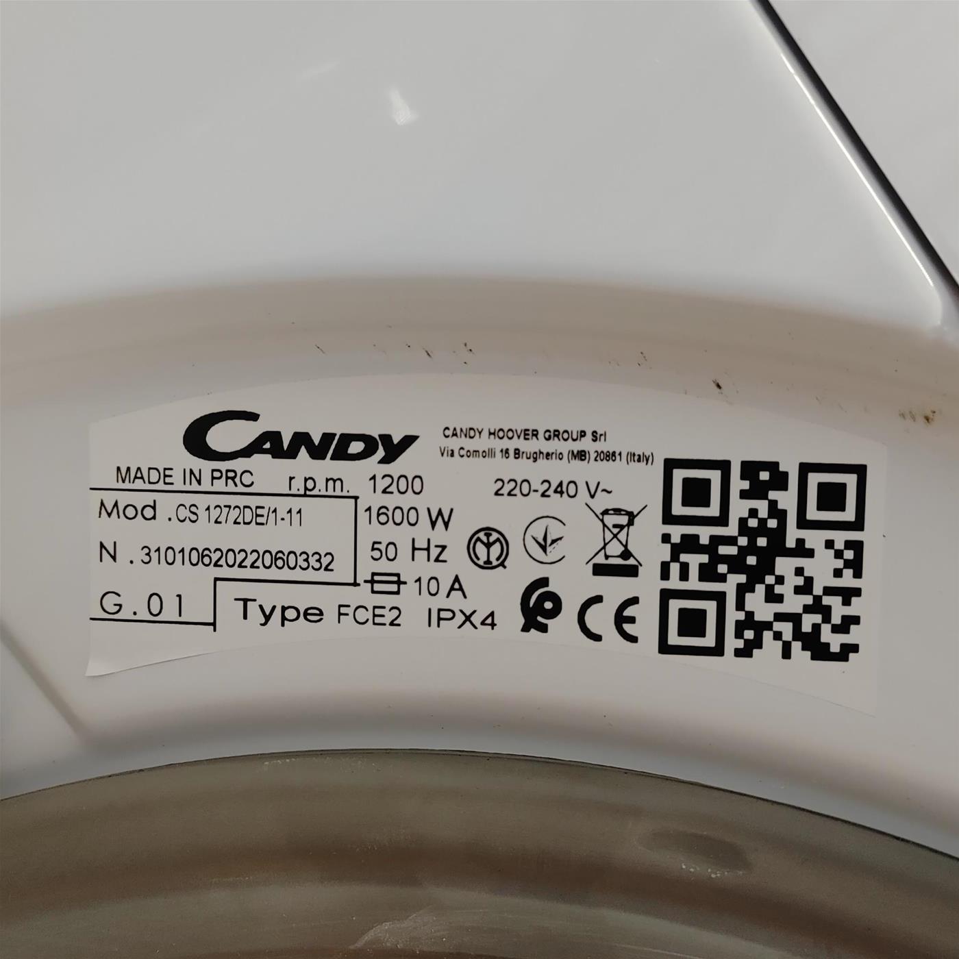 Candy CS 1272D3-S lavatrice Caricamento frontale 7 kg 1200 Giri/min Bianco