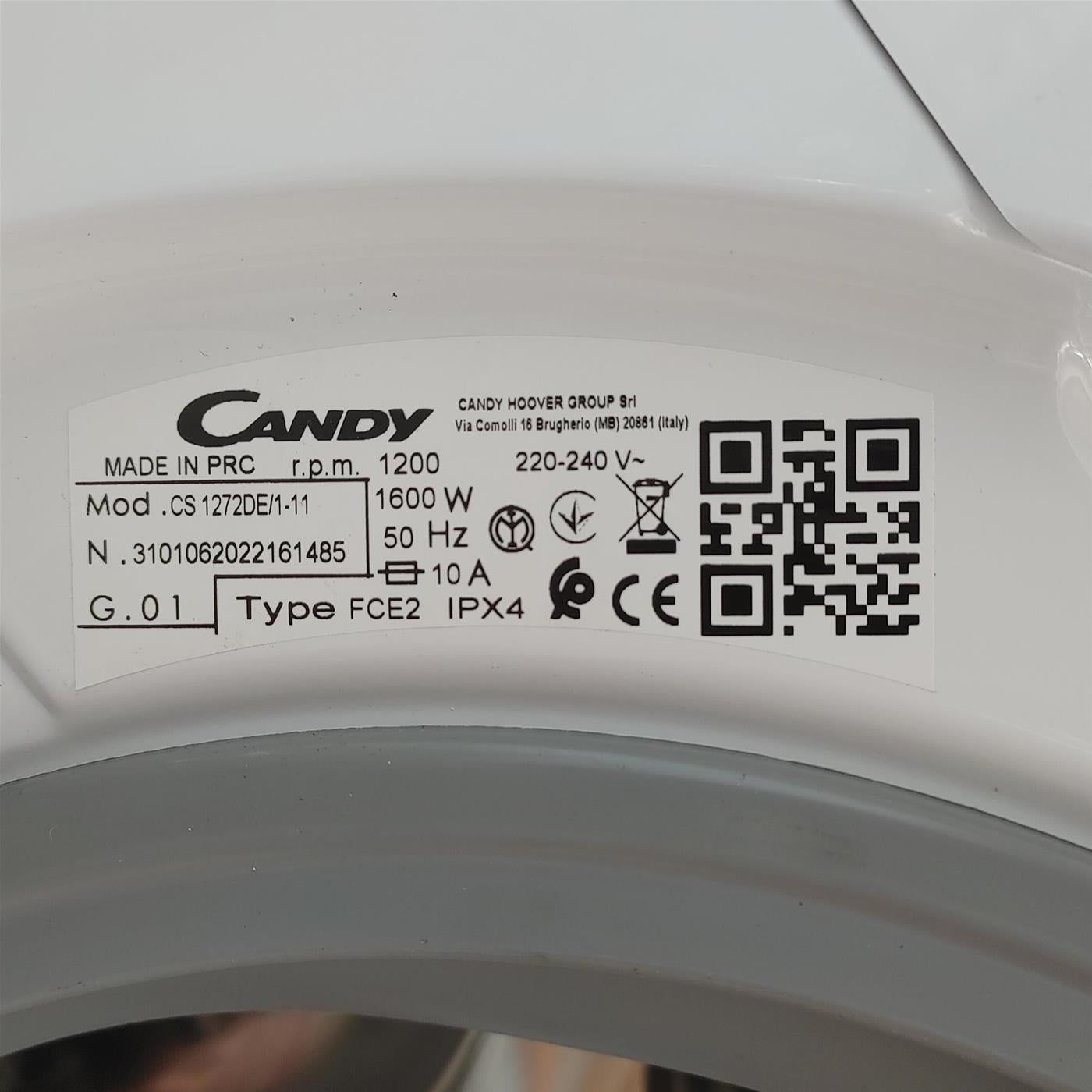 Candy CS1272DE/1-11 lavatrice Caricamento frontale 7 kg 1200 Giri/min Bianco