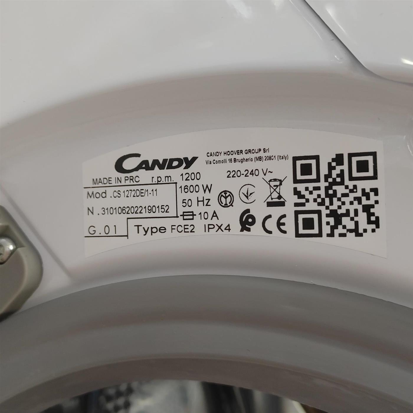 Candy Smart CS 1272D3/1-01 lavatrice Caricamento frontale 7 kg 1200 Giri/min Bianco