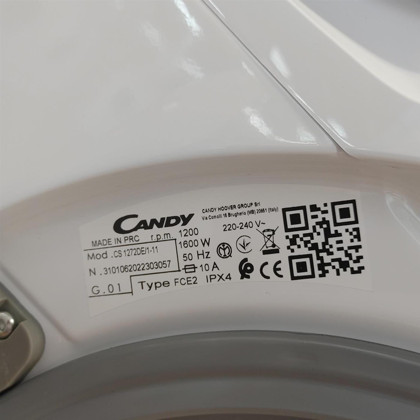 Candy Smart CS 1272D3/1-01 lavatrice Caricamento frontale 7 kg 1200 Giri/min Bianco