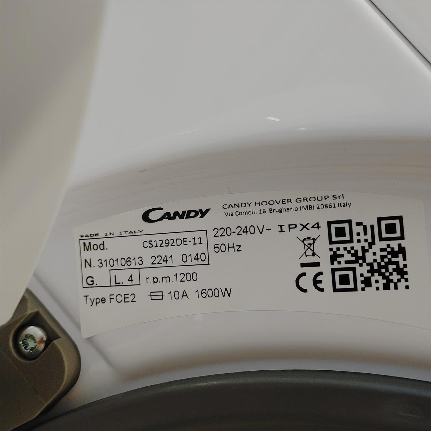 Candy Smart CS1292DE-11 lavatrice Caricamento frontale 9 kg 1200 Giri/min D Bianco