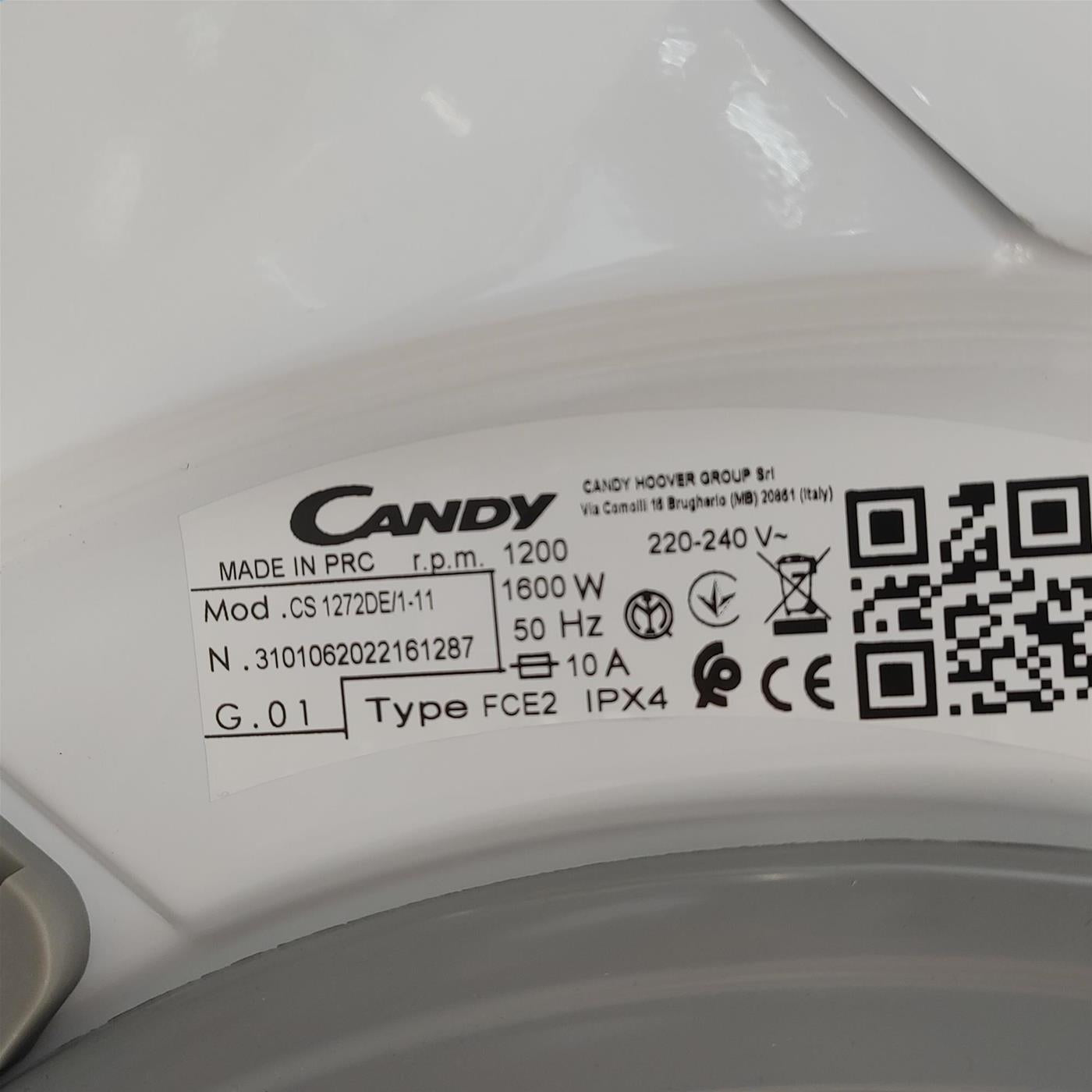 Candy Smart CS 1272D3/1-01 lavatrice Caricamento frontale 7 kg 1200 Giri/min Bianco