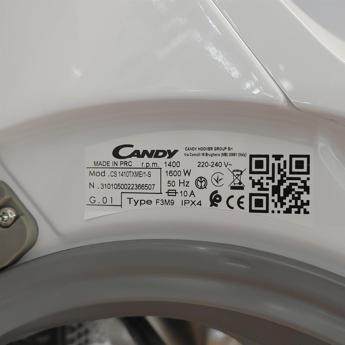 Candy CS1410TXME/1-S lavatrice Caricamento frontale 10 kg 1400 Giri/min A Bianco