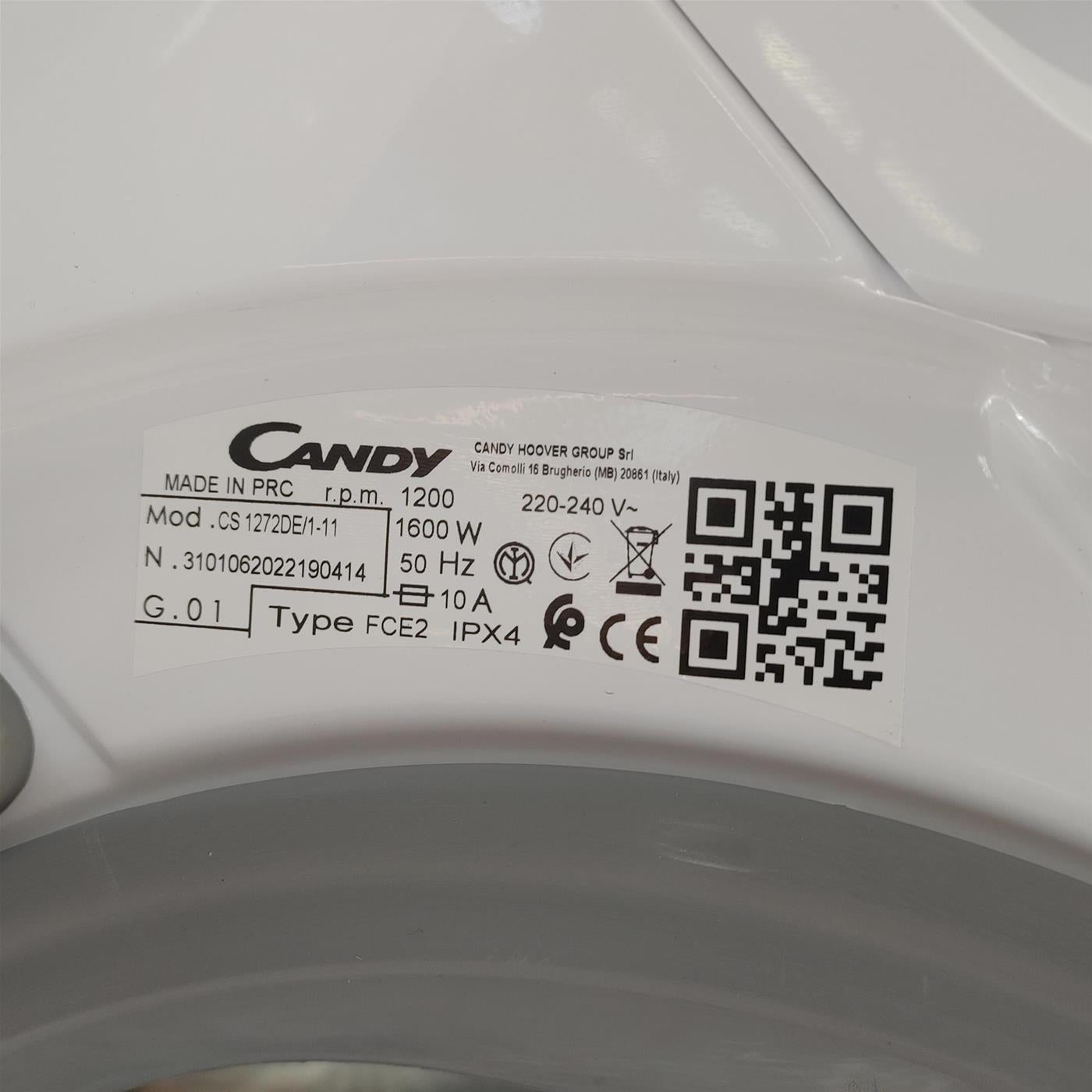 Candy Smart CS 1272D3/1-01 lavatrice Caricamento frontale 7 kg 1200 Giri/min Bianco