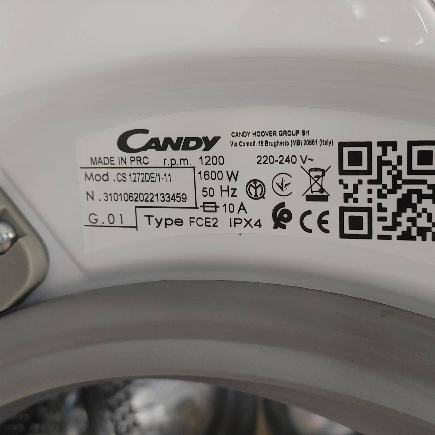 Candy Smart CS 1272D3/1-01 lavatrice Caricamento frontale 7 kg 1200 Giri/min Bianco