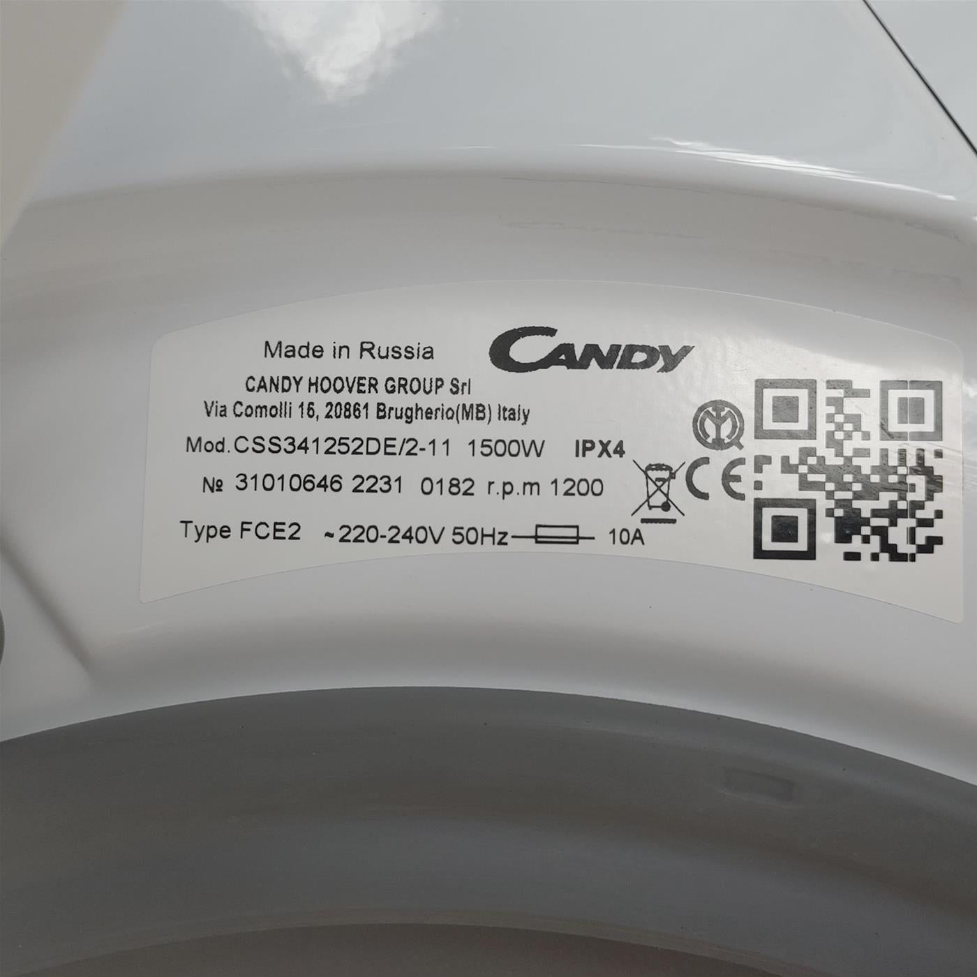 Lavatrice Candy Smart CSS341252DE/2-11 Caricamento frontale 5 kg 1200 Giri/min Bianco