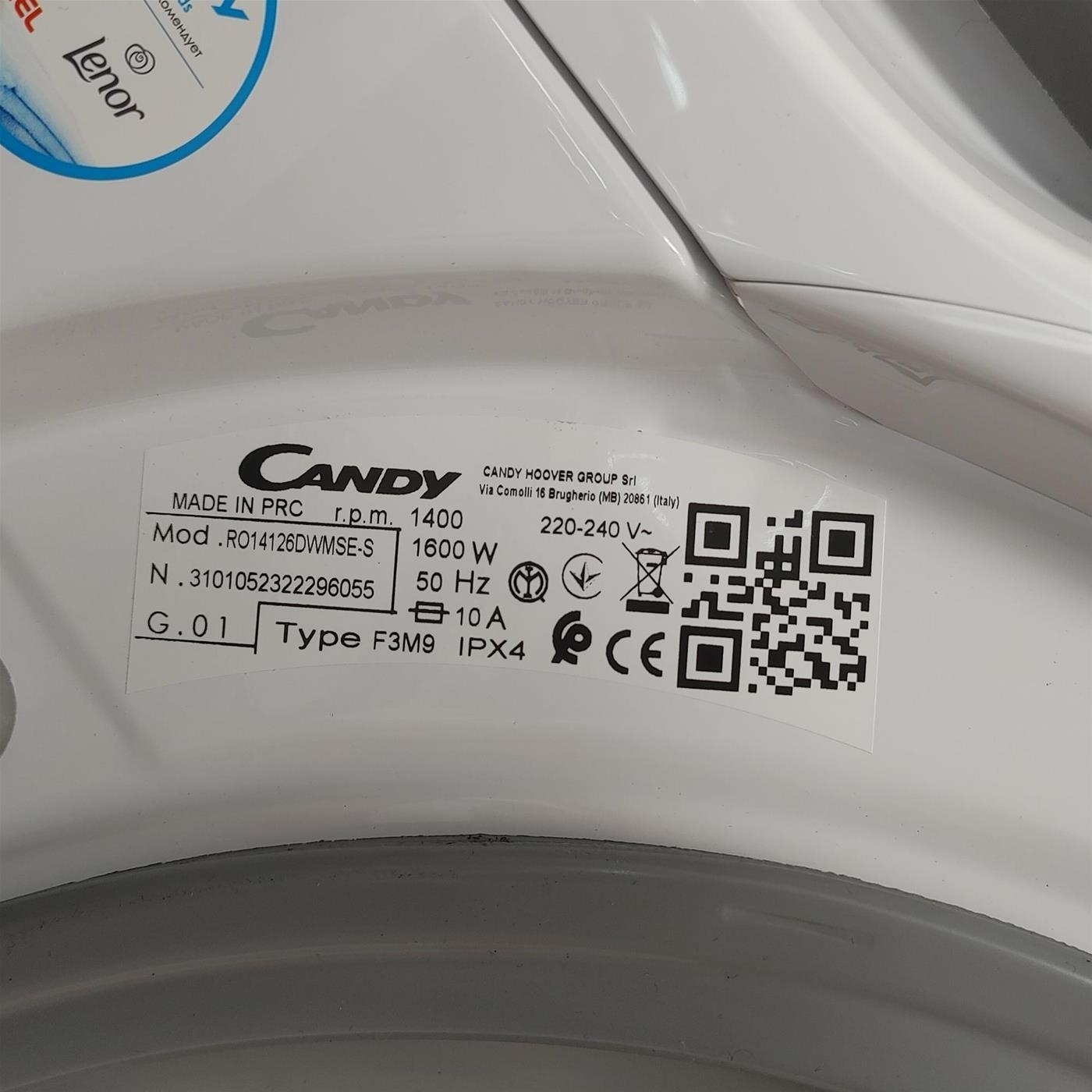 Lavatrice Candy RapidÓ RO14126DWMSE-S Carica frontale 12 kg 1400 Giri/min Bianco