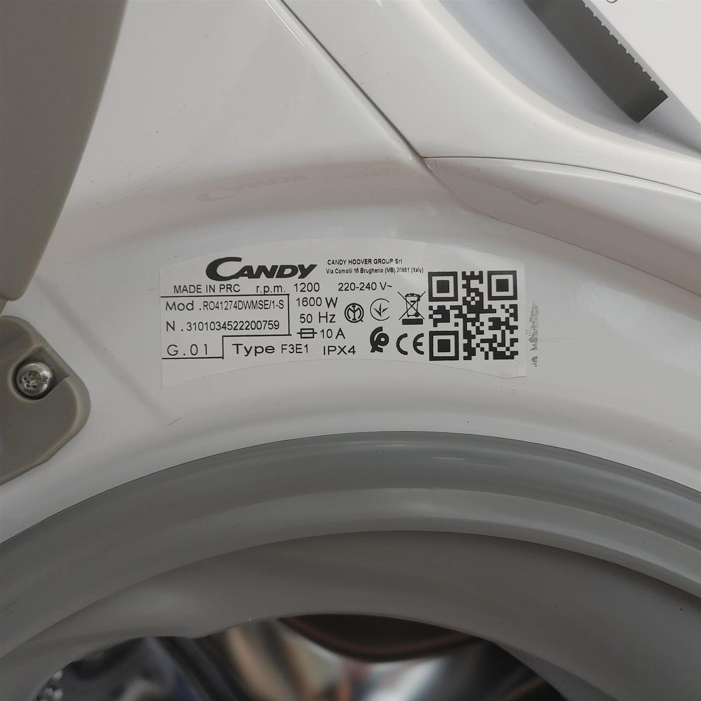 Candy RapidÓ RO41274DWMSE/1-S lavatrice Caricamento frontale 7 kg 1200 Giri/min Bianco