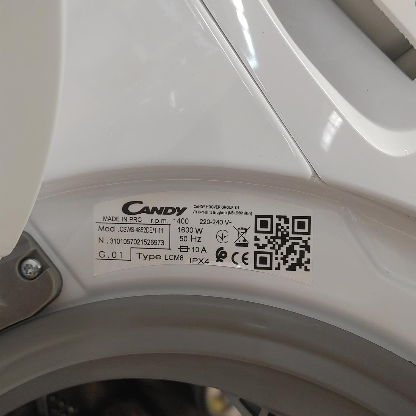 Lavasciuga Candy Smart CSWS4852DE/1-11 Libera Installazione Caricamento Frontale Bianco E