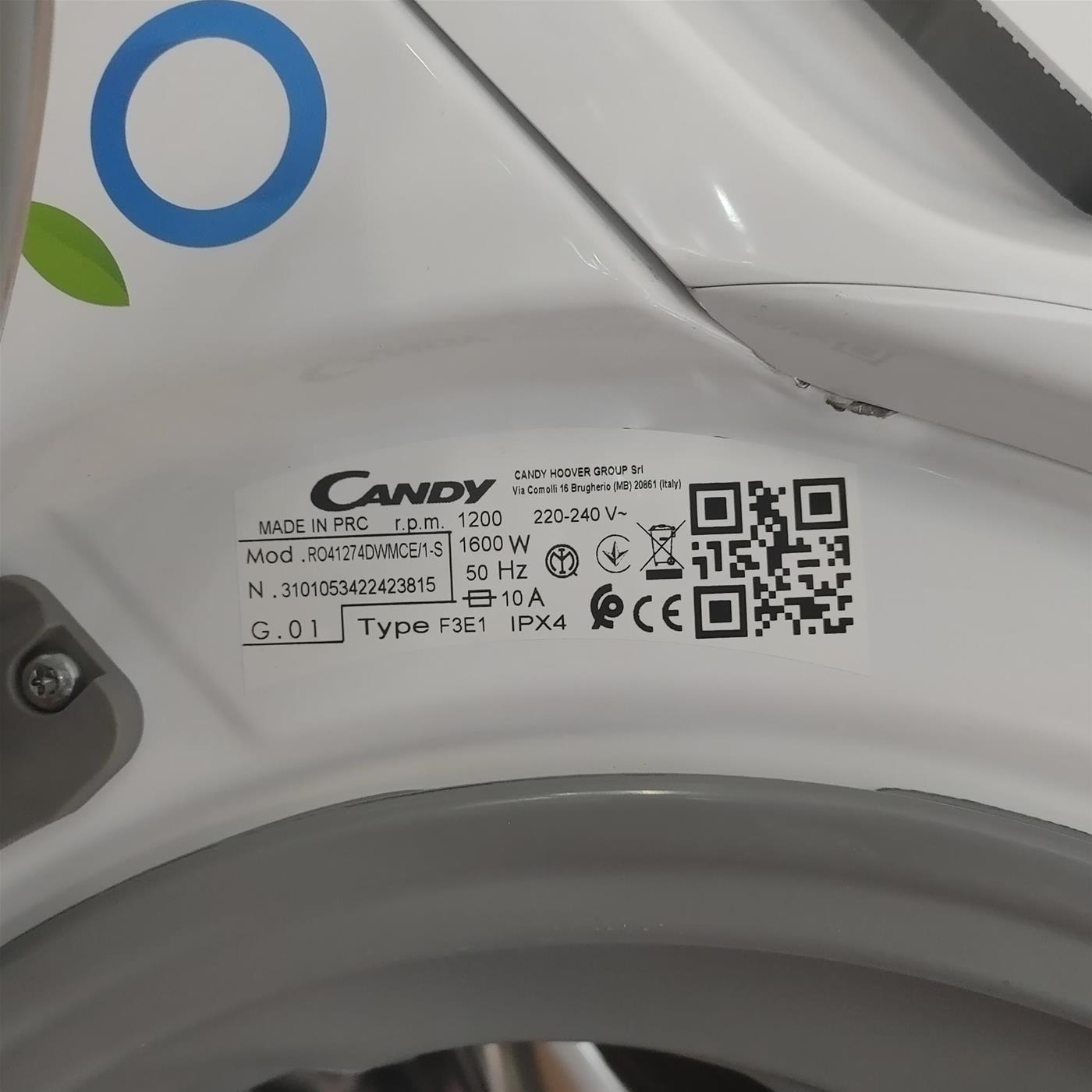 Candy RapidÓ RO41274DWMCE/1-S lavatrice Caricamento frontale 7 kg 1200 Giri/min Bianco