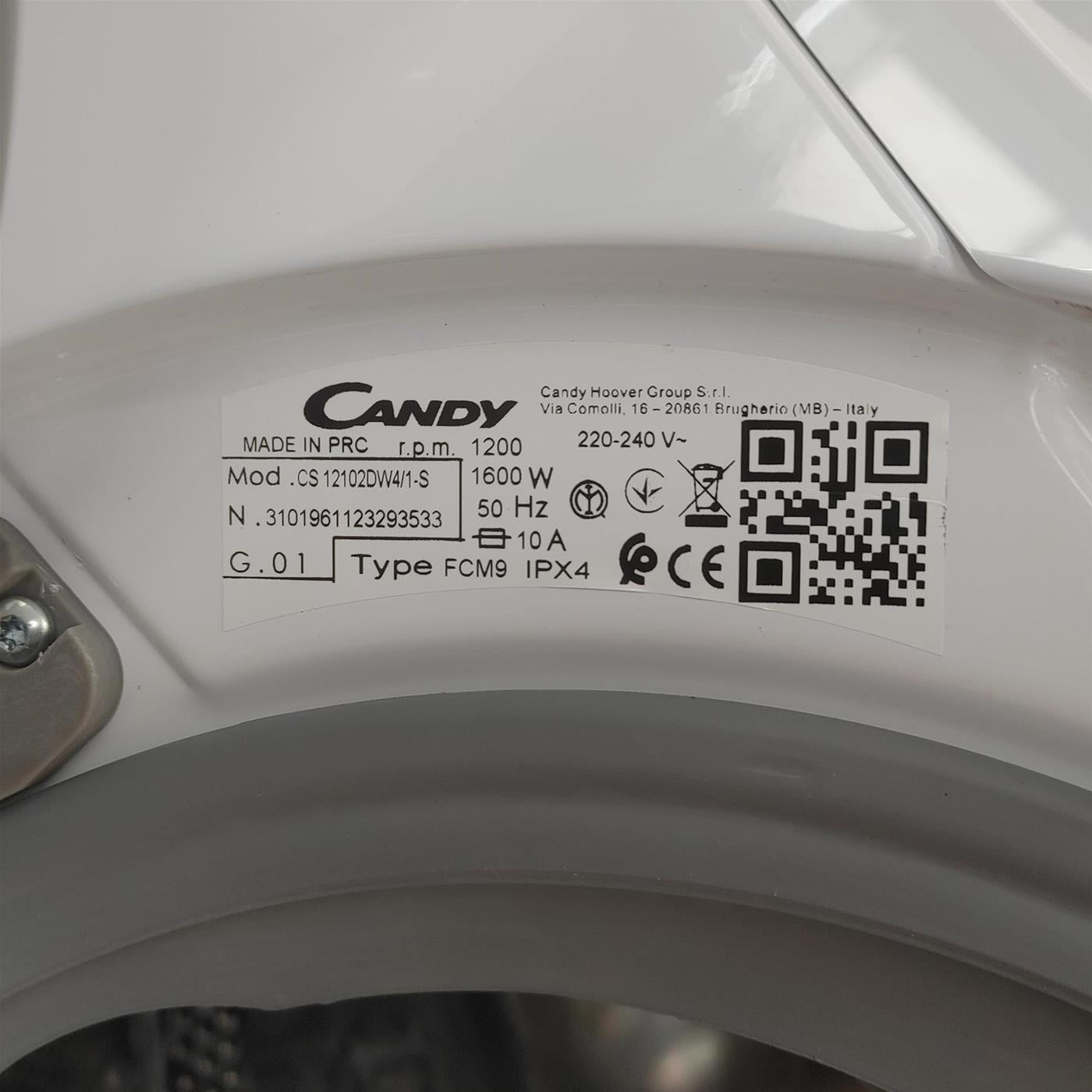 Lavatrice Candy CS12102DW4/1-S a carica frontale Smart 10 Kg