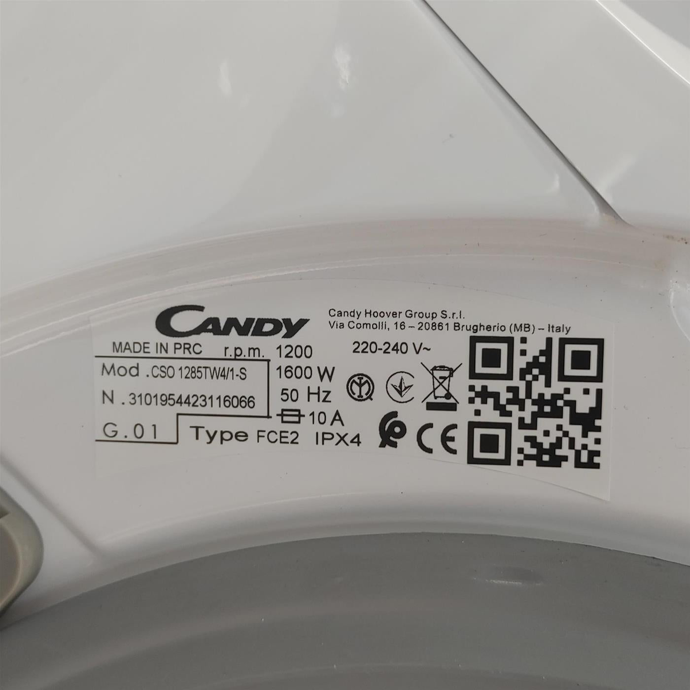 Lavatrice Candy Smart Pro CSO 1285TW4/1-S Carica frontale 8 kg 1200 Giri/min Bianco