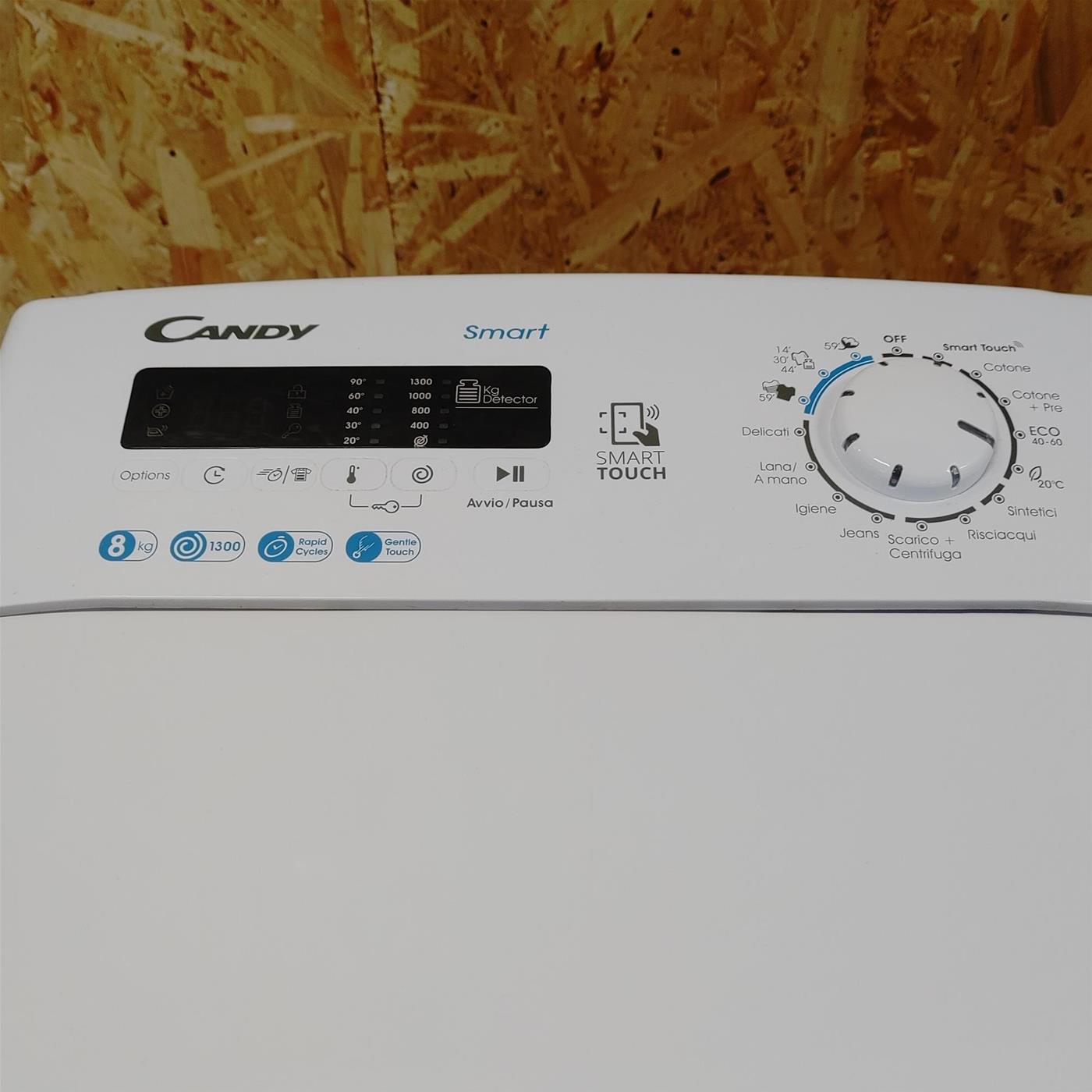 Candy Smart CSTG 28TE/1-11 lavatrice Caricamento dall'alto 8 kg 1200 Giri/min Bianco