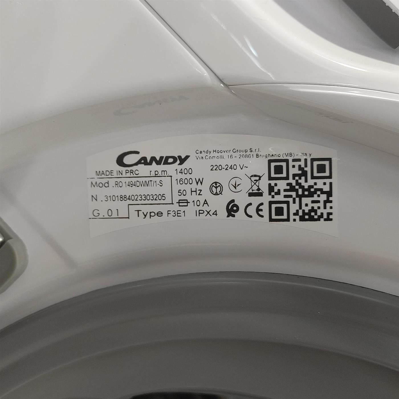 Lavatrice Candy RapidÓ RO1494DWMT/1-S Caricamento frontale 9 kg 1400 Giri/min Bianco