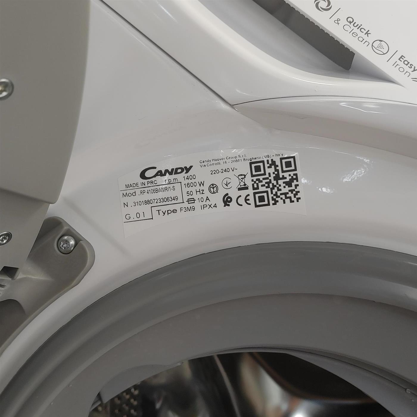Lavatrice Candy RapidÓ RP4106BWMR/1-S Carica frontale 10 kg 1400 giri