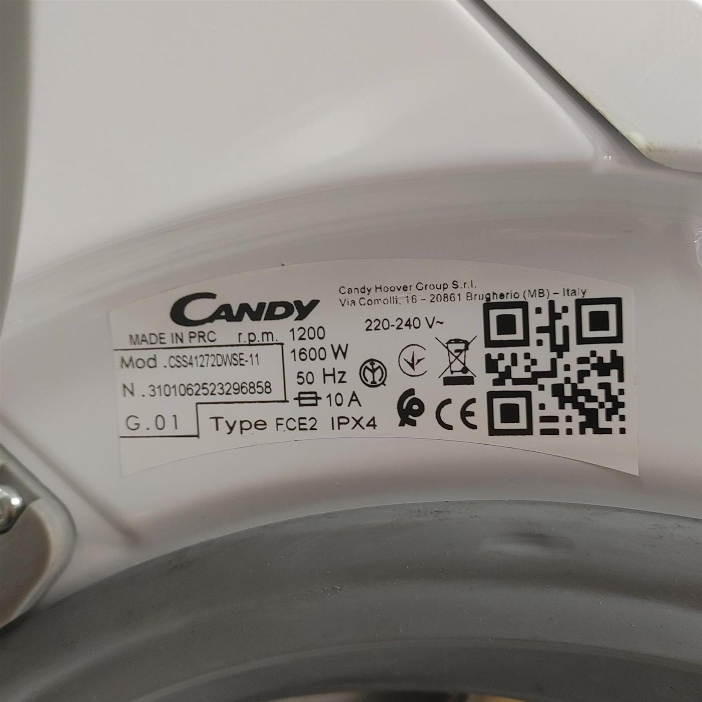 Lavatrice Candy Smart CSS41272DWSE-11 Caricamento frontale 7 kg 1200 Giri/min Bianco