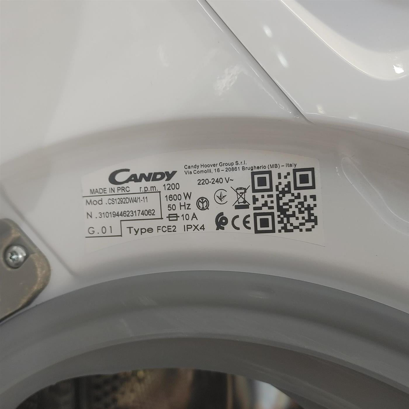 Lavatrice Candy Smart CS1292DW4/1-11 Caricamento frontale 9 kg 1200 Giri/min