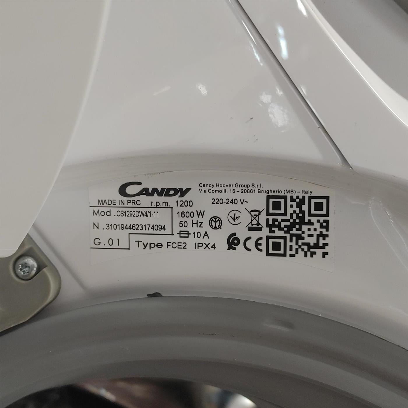 Lavatrice Candy Smart CS1292DW4/1-11 Caricamento frontale 9 kg 1200 Giri/min