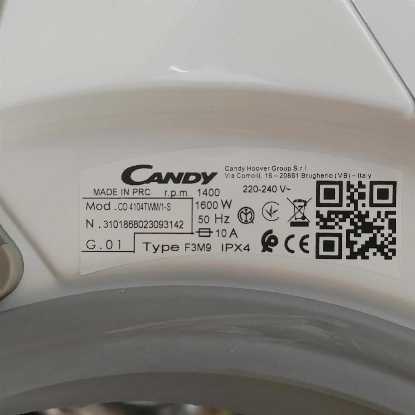 Lavatrice Candy CO4104TWM/1-S Carica frontale 10 kg 1400 Giri/min Bianco