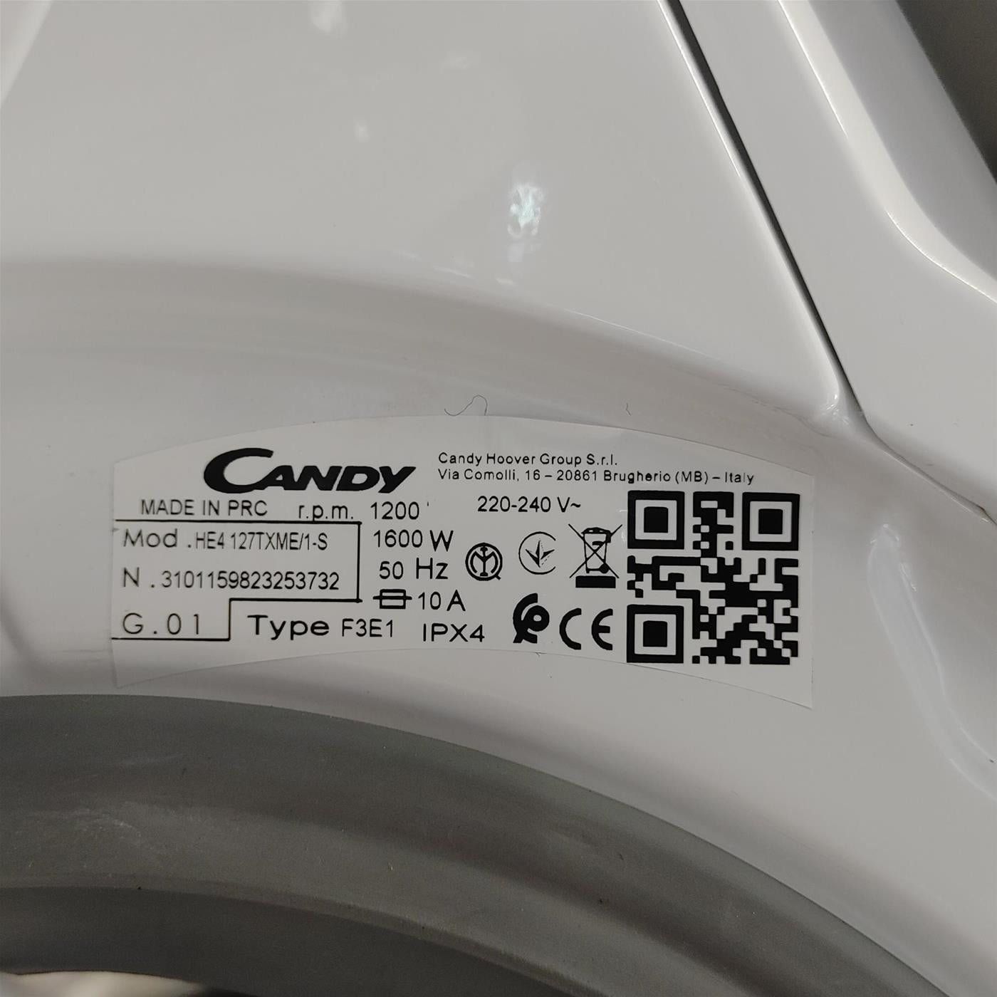 Lavatrice Candy Ultra Hygiene HE4 127TXME/1-S Carica frontale 7 kg 1200 Giri/min Bianco