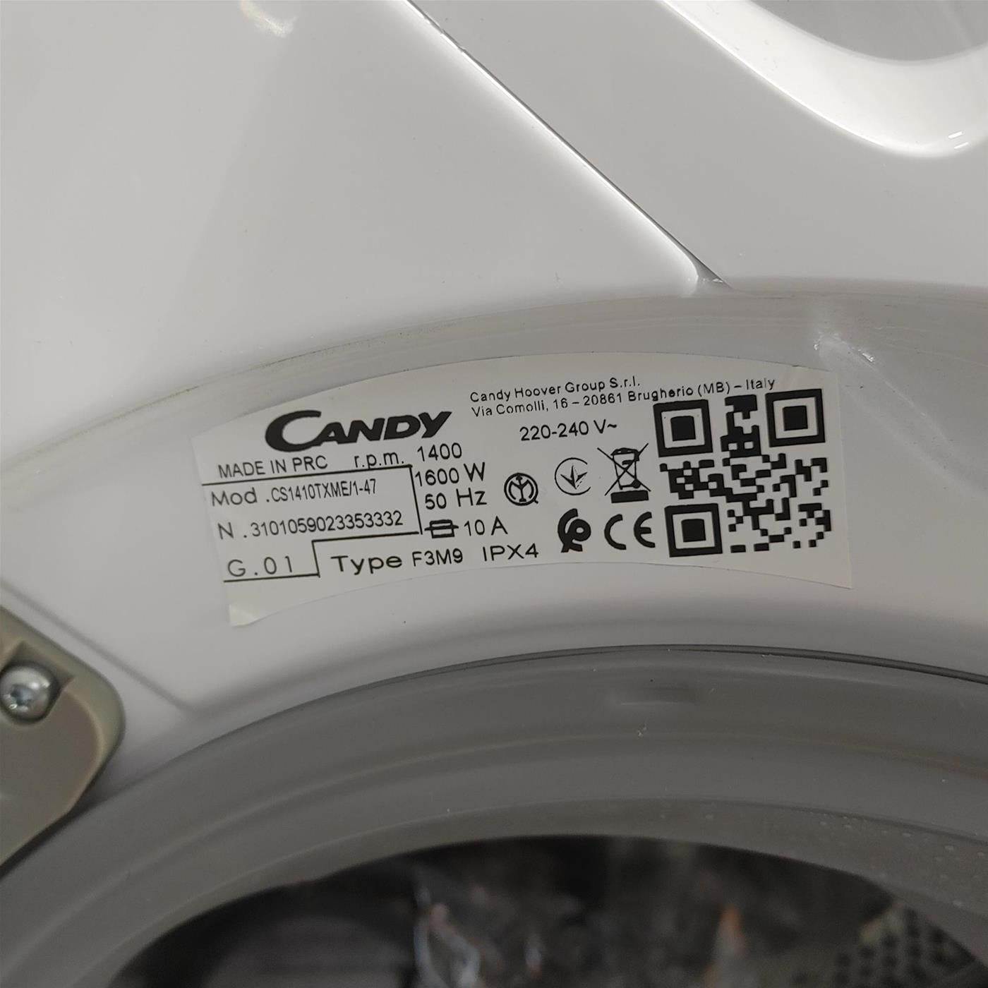 Candy CS1410TXME/1-S lavatrice Caricamento frontale 10 kg 1400 Giri/min A Bianco