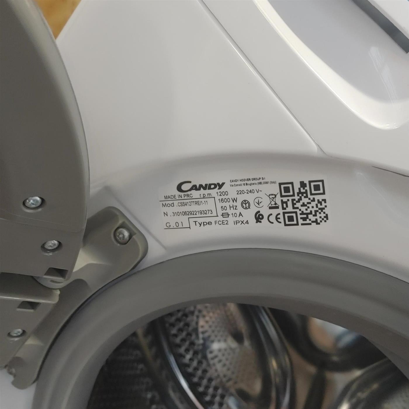 Candy Smart CSS4127TRE/1-11 lavatrice Caricamento frontale 7 kg 1200 Giri/min D Bianco