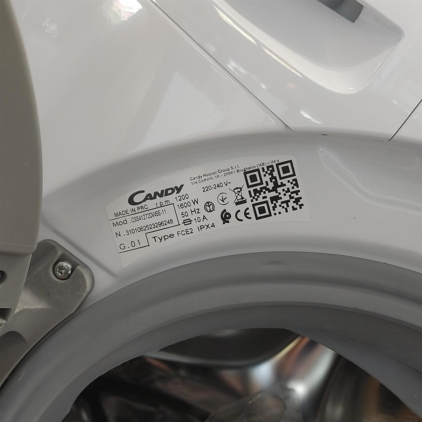 Candy Smart CSS4127TRE/1-11 lavatrice Caricamento frontale 7 kg 1200 Giri/min D Bianco