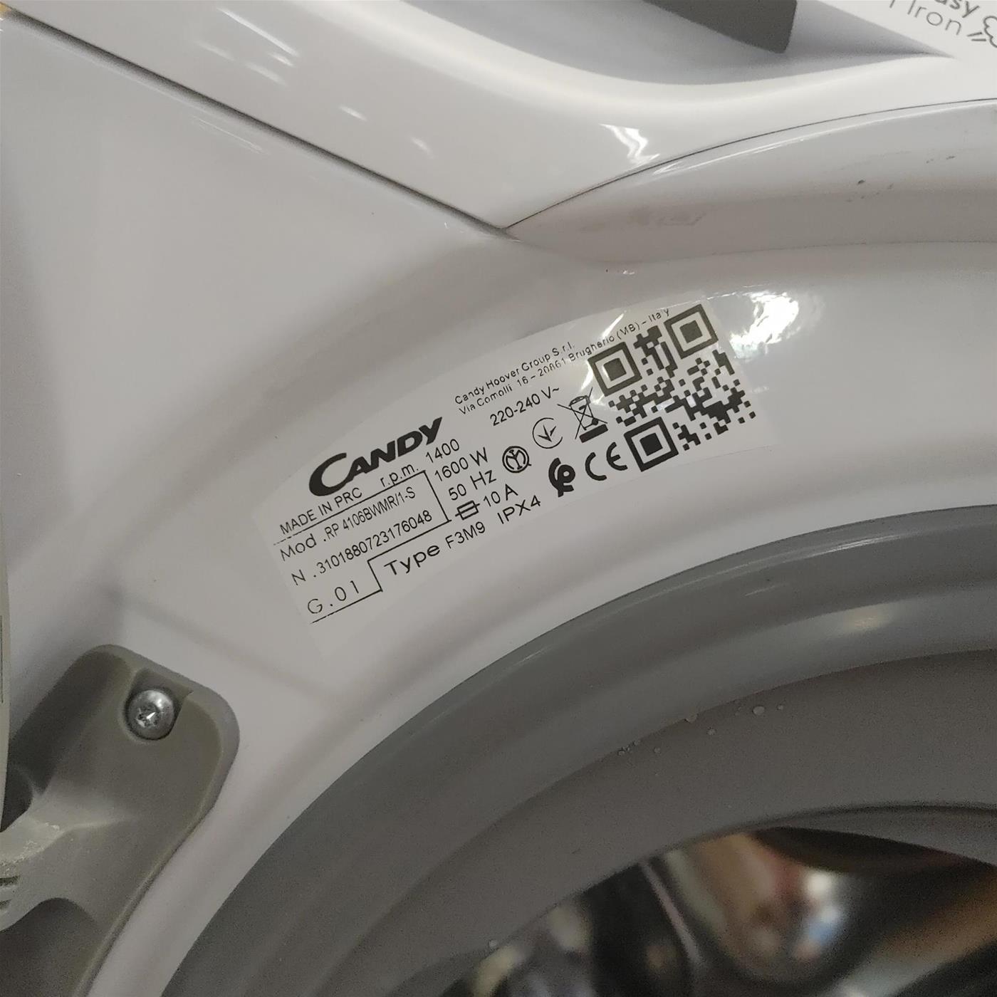 Lavatrice Candy RapidÓ RP4106BWMR/1-S Carica frontale 10 kg 1400 giri