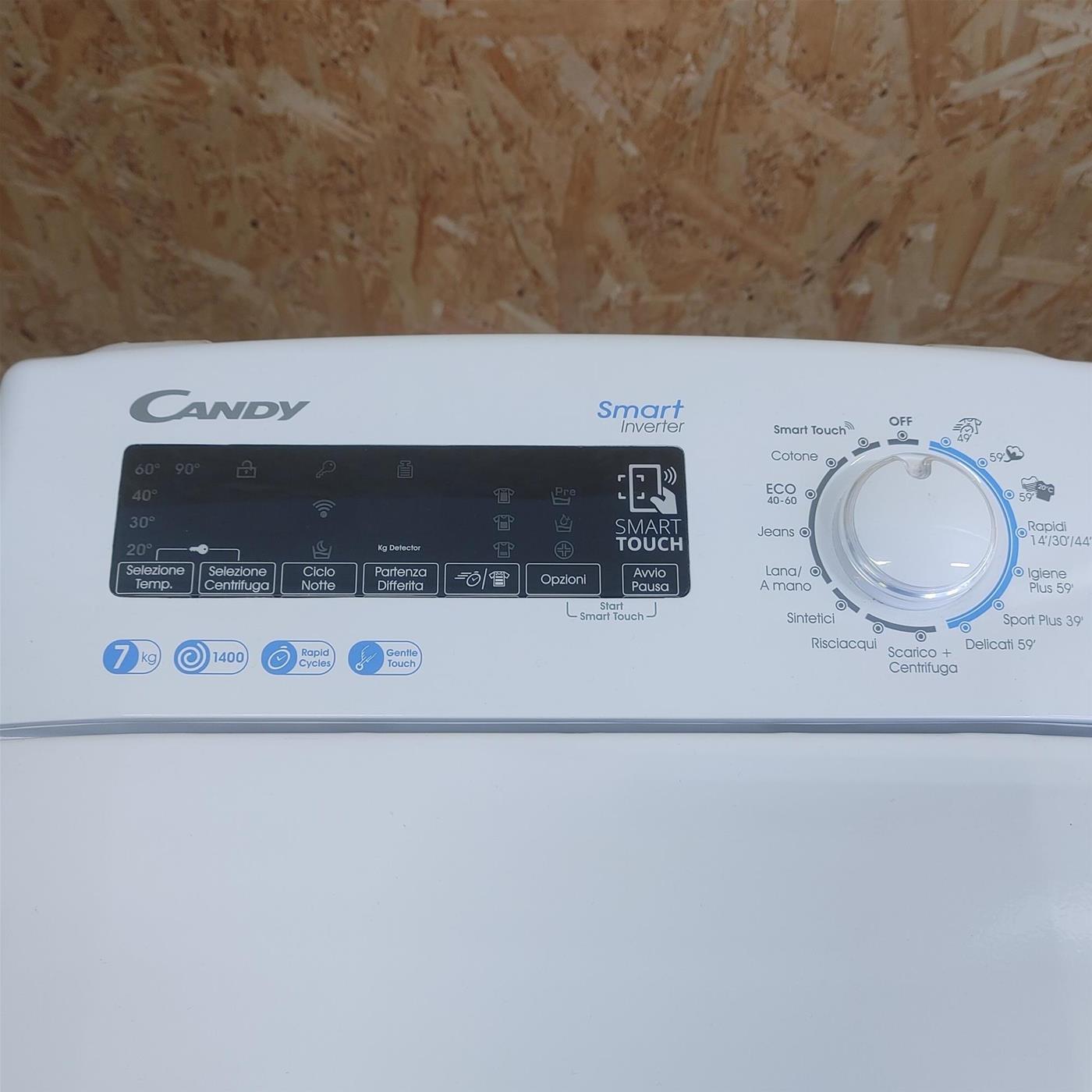 Candy Smart Inverter CSTG 47TMV5/1-11 lavatrice Caricamento dall'alto 7 kg 1400 Giri/min Bianco