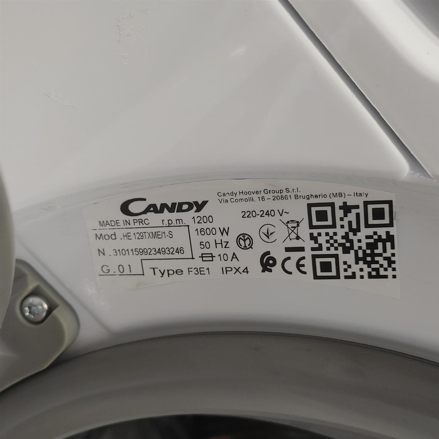 Candy HE 129TXME/1-S Lavatrice a carica frontale Ultra Hygiene