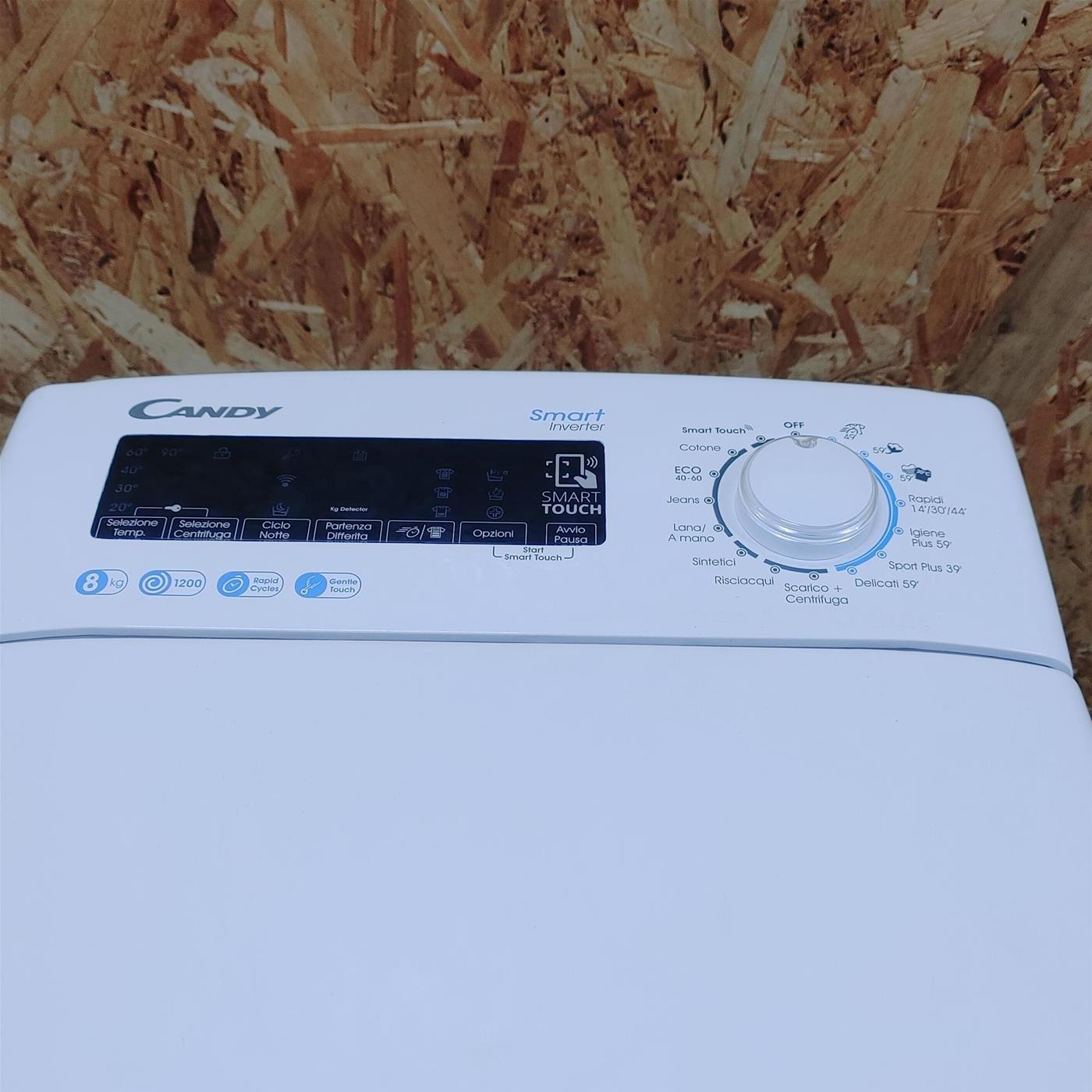 Lavatrice Candy Smart Inverter CSTG 28TMV5/1-11 Caricamento dall'alto 8 kg 1200 Giri/min Bianco